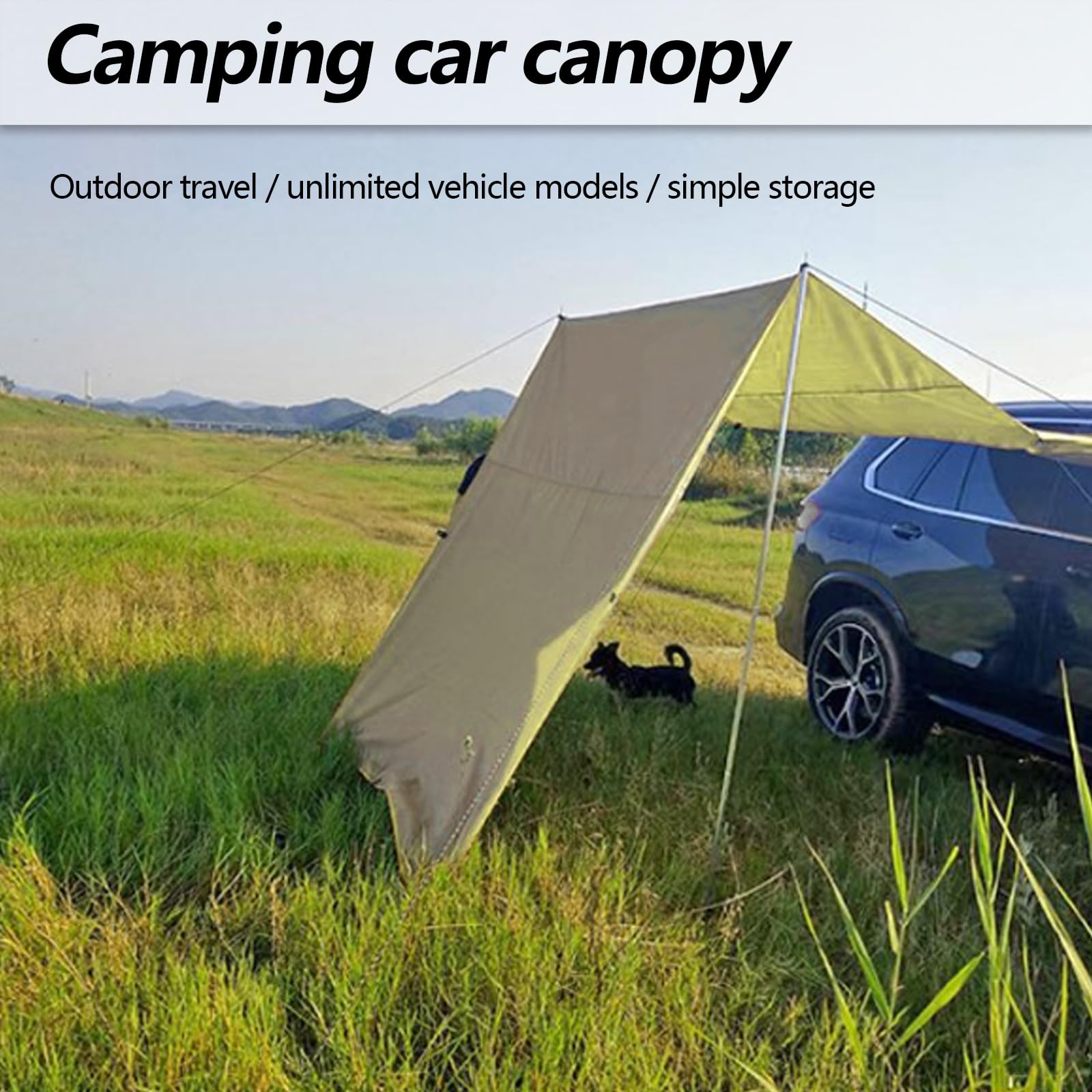 Tenda per Auto, Tenda da Campeggio, Impermeabile Tenda di Estensione Posteriore/Laterale dell'auto,Tettoia/Tenda da Sole per Auto, Adatta per Auto e Camper,440 x 200 cm