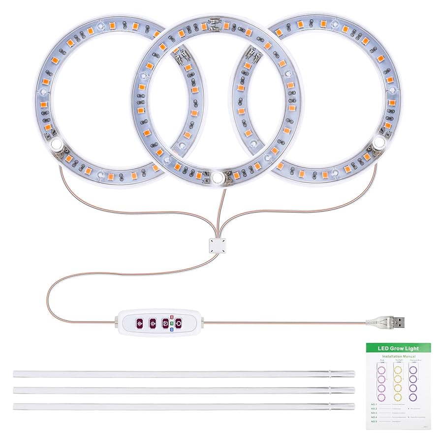 Jemora Grow Lights For Indoor Plants 4 Heads 4.8W 34.5lm 80LED USB