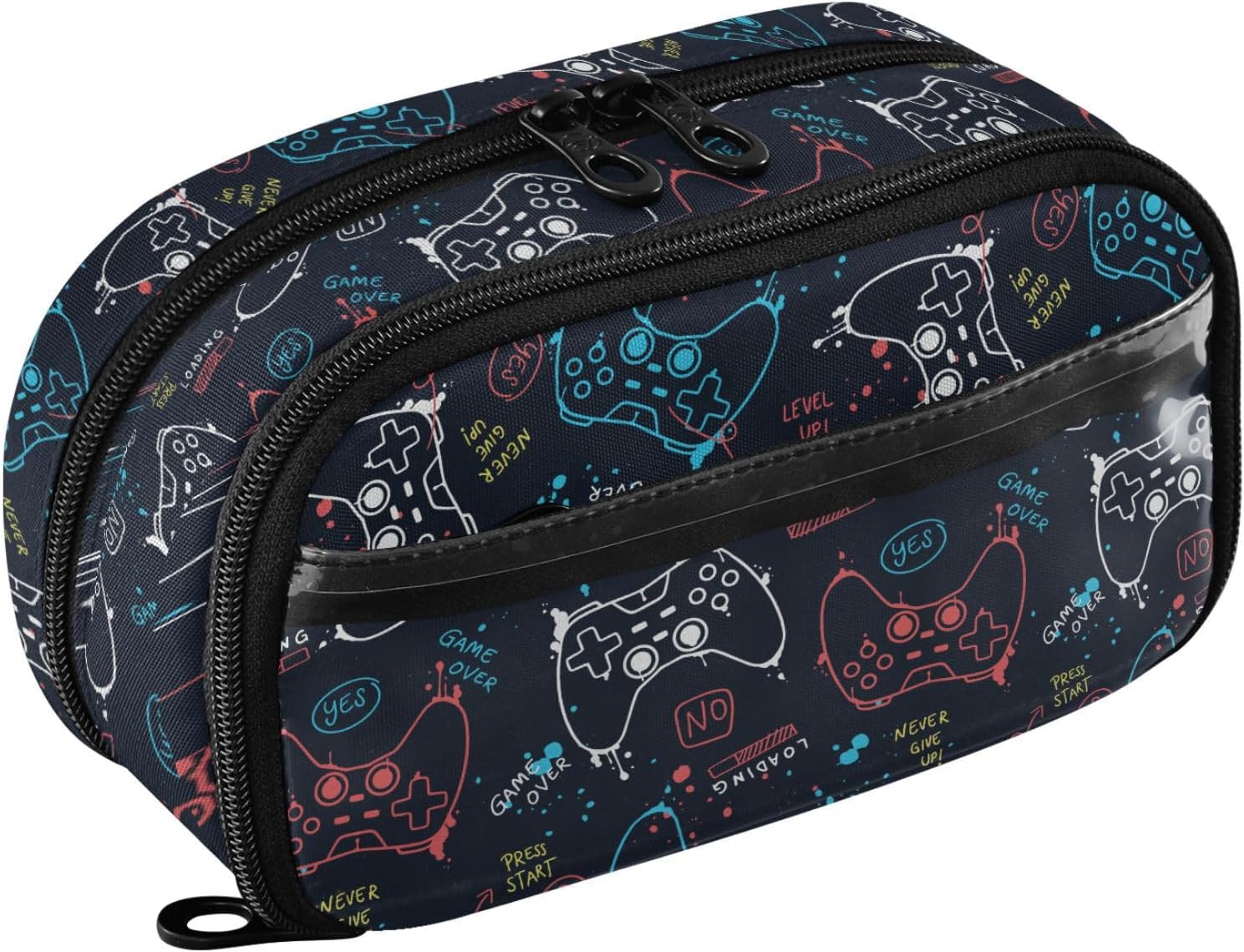 Gaming Gamepad Pattern PVC Pencil Case, Stationery Bag