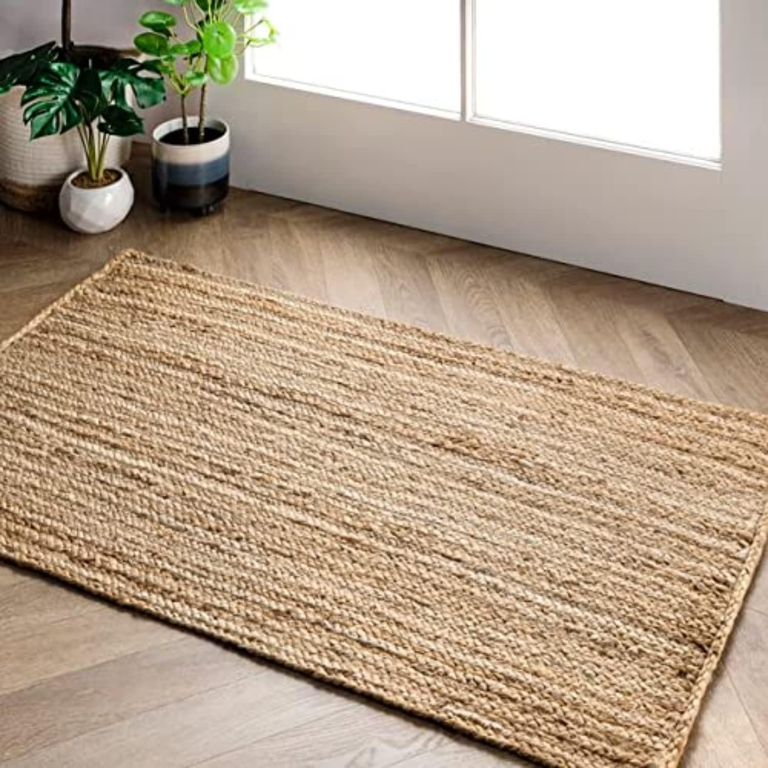 Handcrafted Vibrant Color Jute Carpet - Eco-Friendly Natural Fiber Rug, Durable and Stylish for Living Room, Bedroom, Any Area. (Beige, 40x60 cm)-image-6