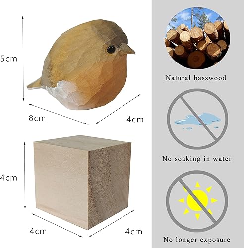 Miniatura 5 de Decoración de pájaros tallados de madera hecha a mano, figuras de pájaros esculpidos pintadas a mano, decoración del hogar, estatua de pájaro,