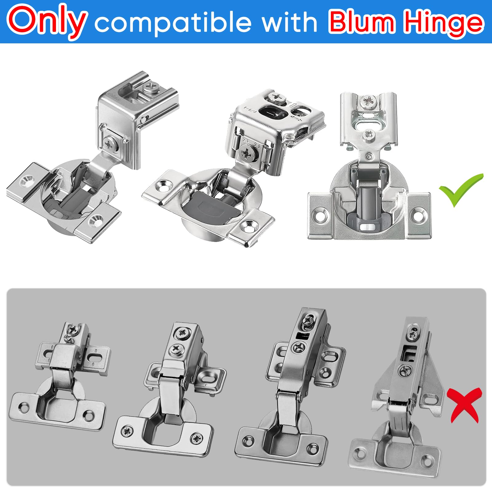 55pcs Door Hinge shims Cabinet Restrictor Clips, 86 Degree
