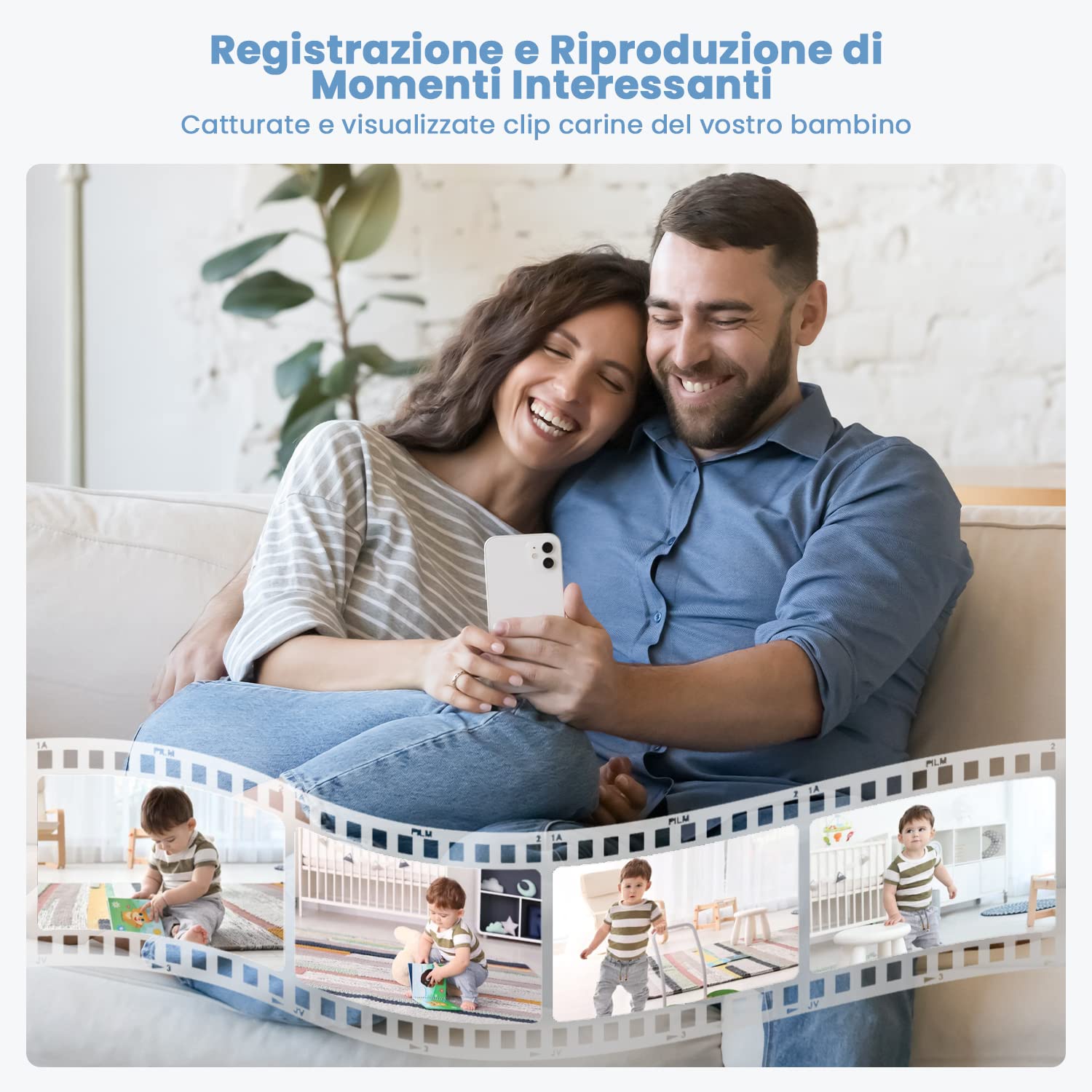 ieGeek 2K Baby Monitor con 5" LCD, Telecamera Bambini con APP, 3000mAh Batteria Ricaricabile, Rilevamento Intelligente