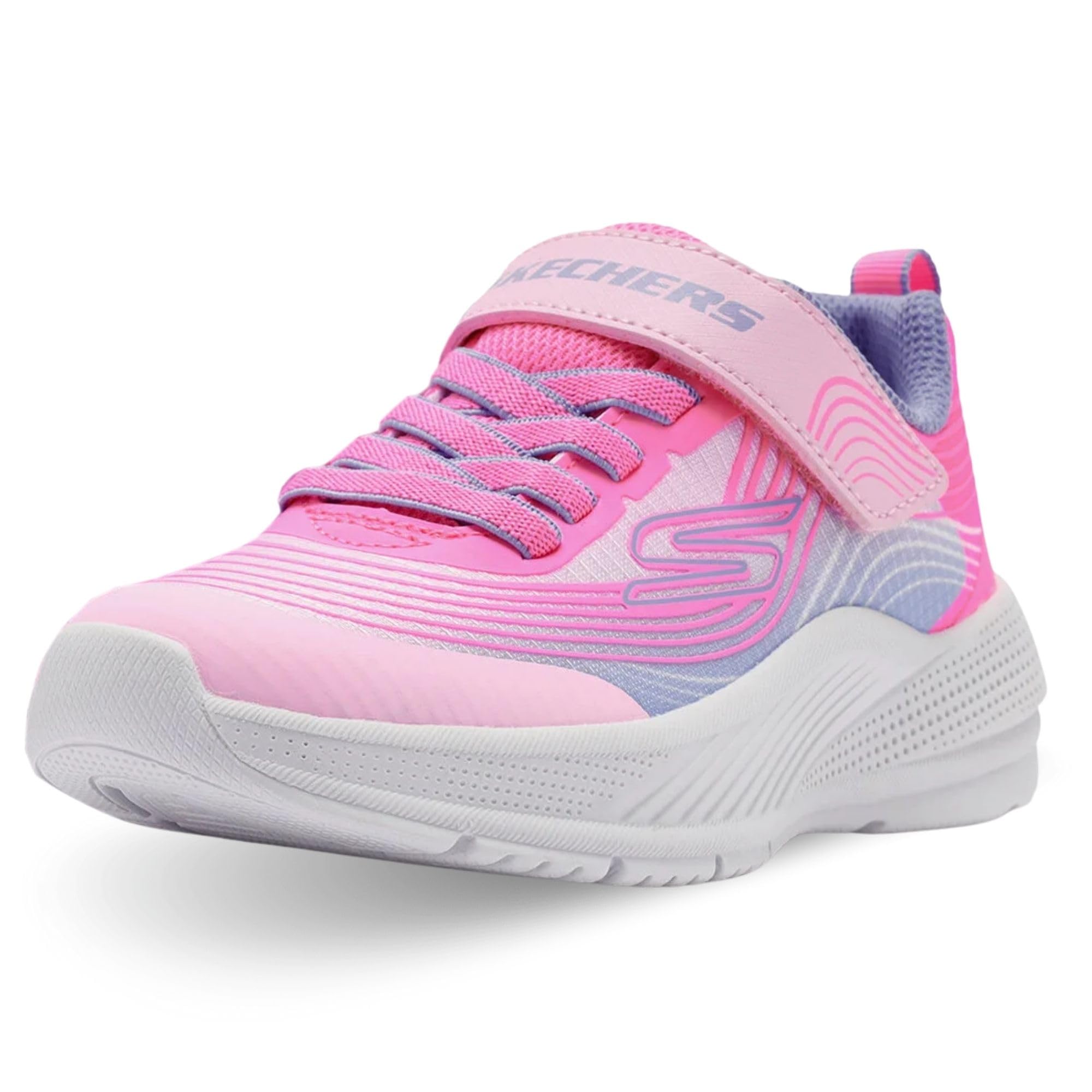 Skechers Girl's Microspec Advance Sneakers, Light Pink Mesh/Lavender Trim, 12 UK Child