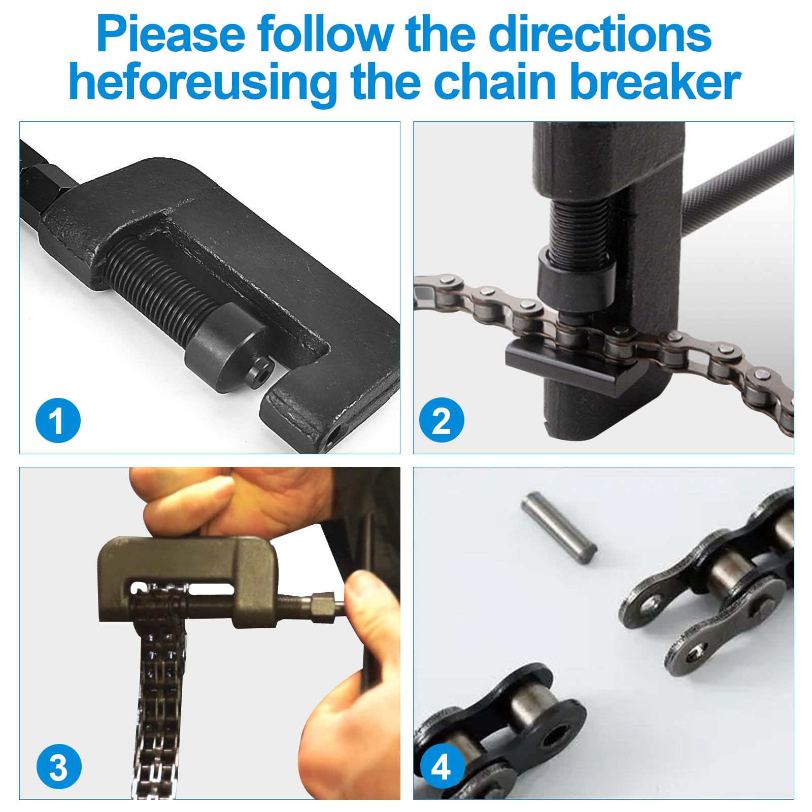 13 Piezas Remachadora Cadena Moto Kit, Tronchacadenas Moto Kit de Reparación, con Carcasa de Plástico de Alta Resistencia, Herramienta para Cortar Cadenas y Remachar