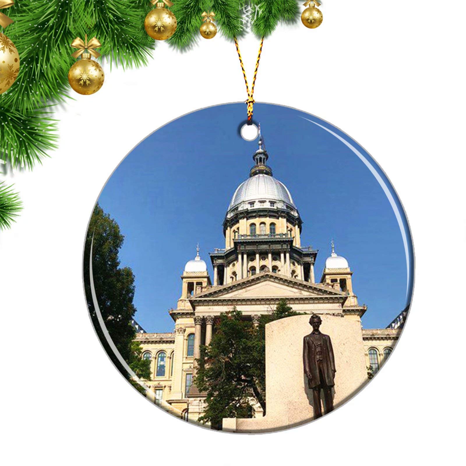 Amazon.com: Umsufa USA Springfield IL Christmas Ornaments USA Springfield  Illinois State Capitol Christmas Ornaments Ceramic Sheet Souvenir Travel  Gift : Home & Kitchen