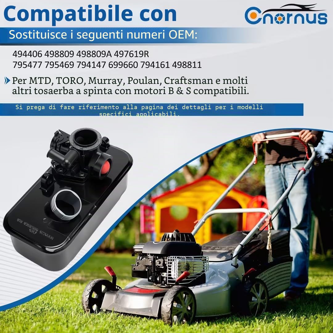 499809 498809A 494406 Serbatoio Benzina Gas Mower Assemblaggio carburatore Adatto per B&S 499809 498809A 494406