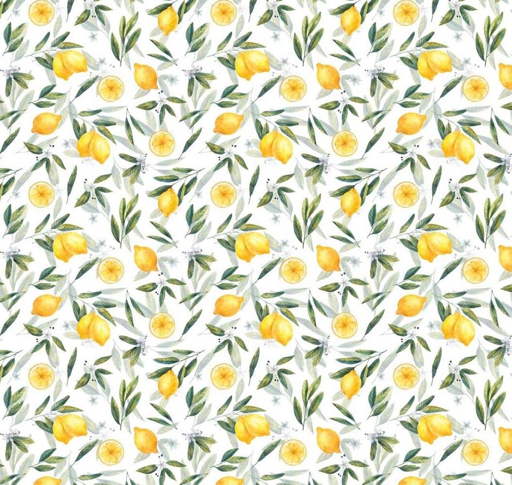 Melody Jane Dolls House White & Lemon Tree Bayleaf Miniature Print Wallpaper1:12 Scale