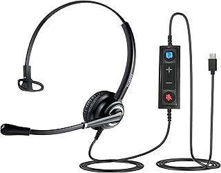 VoicePro 10C Professional Home Office and Call Center USB-C Headset with Noise Canceling Microphone, HD Speakers and in Line Call Controls with Mute, Compatible with All UC Voice Platforms