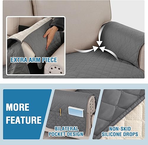 Miniatura 6 de H.VERSAILTEX Fundas de sofá modulares 100% impermeables en forma de L, funda de sofá de 2 piezas con funda de diván, protector duradero de muebles