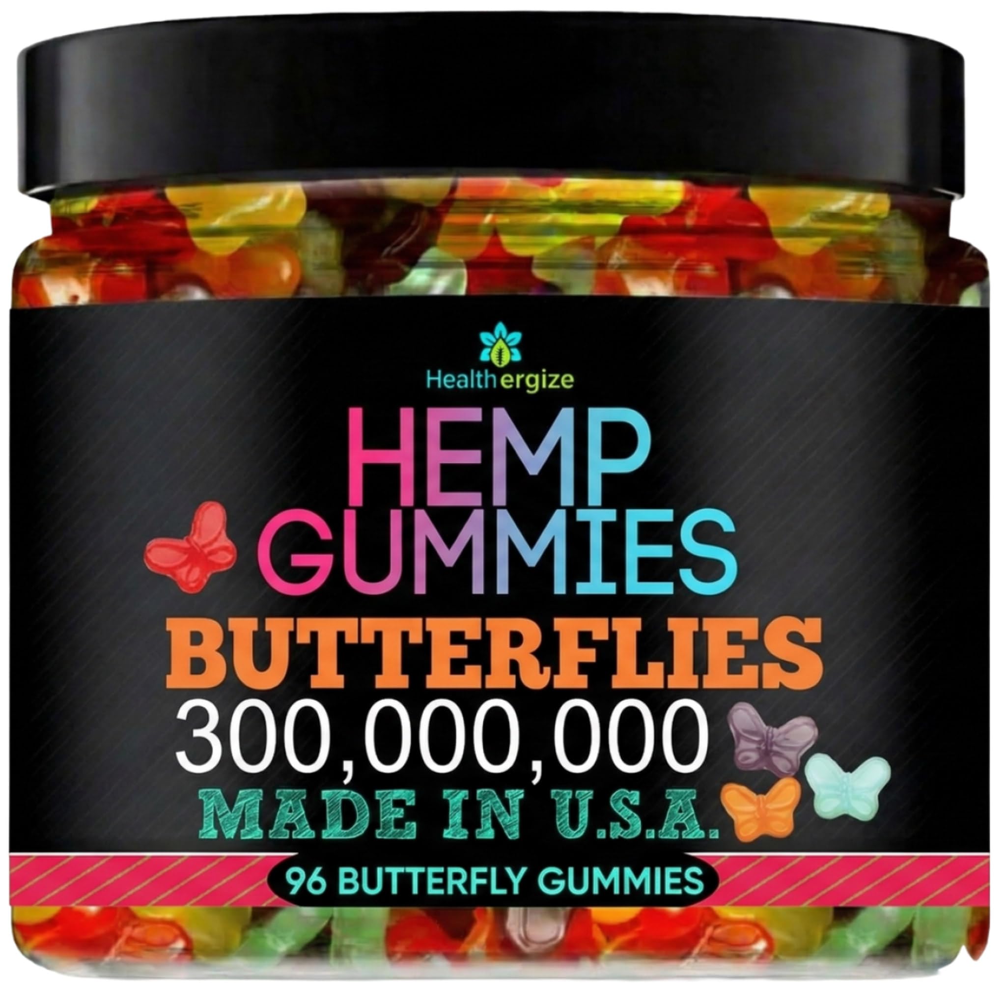 Hemp Sleep Gummies for Adults for Deep Bedtime, Relax-Fruity Gummy Bear Butterfly Shaped Edibles-Calm & Peace Non-Habit Forming - Made in USA-96 Count
