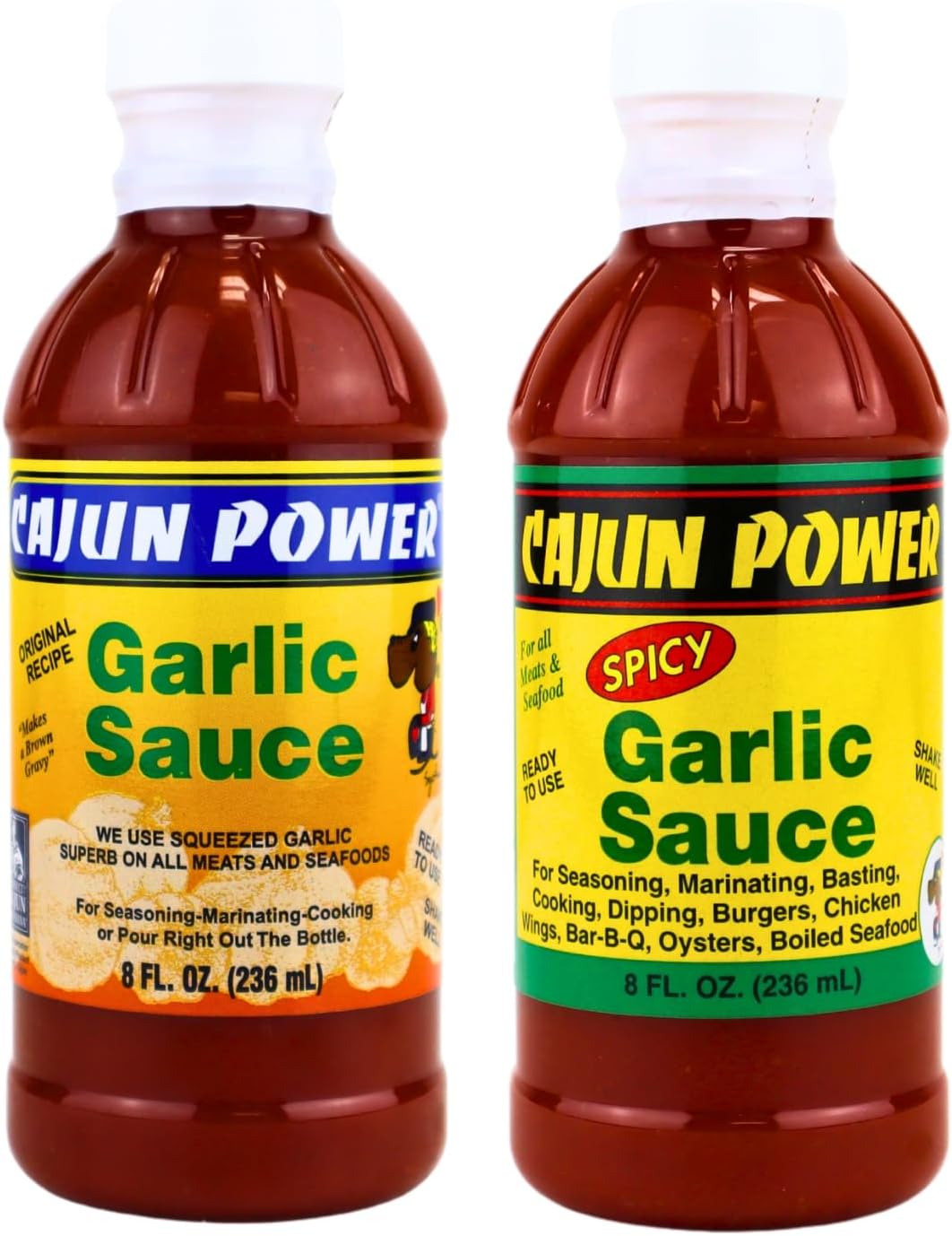 garlic sauce - Authentic Louisiana Flavor, Gourmet Cooking Sauce, Perfect for Cajun Recipes, Marinades, Grilling, and Dipping (2 Pack, Garlic & Spicy Garlic)