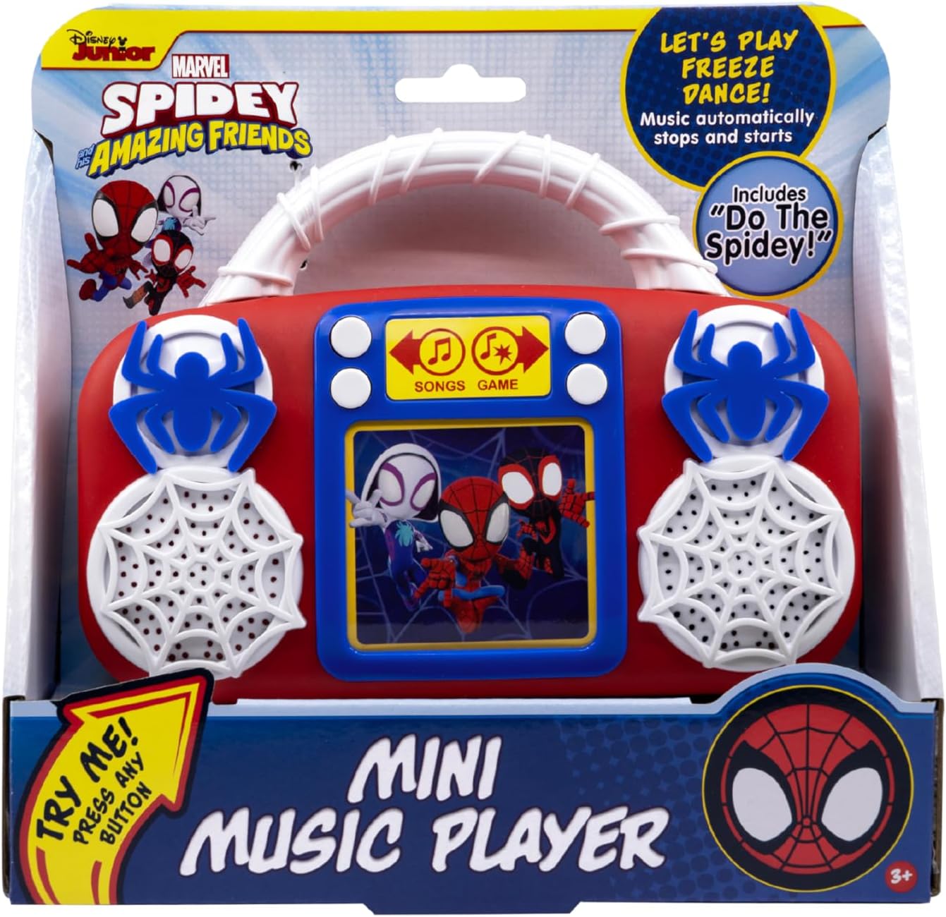 eKids Spidey and His Amazing Friends Toy Music Player, Toddler Toy with Built-in Music and Lights (Spidey)