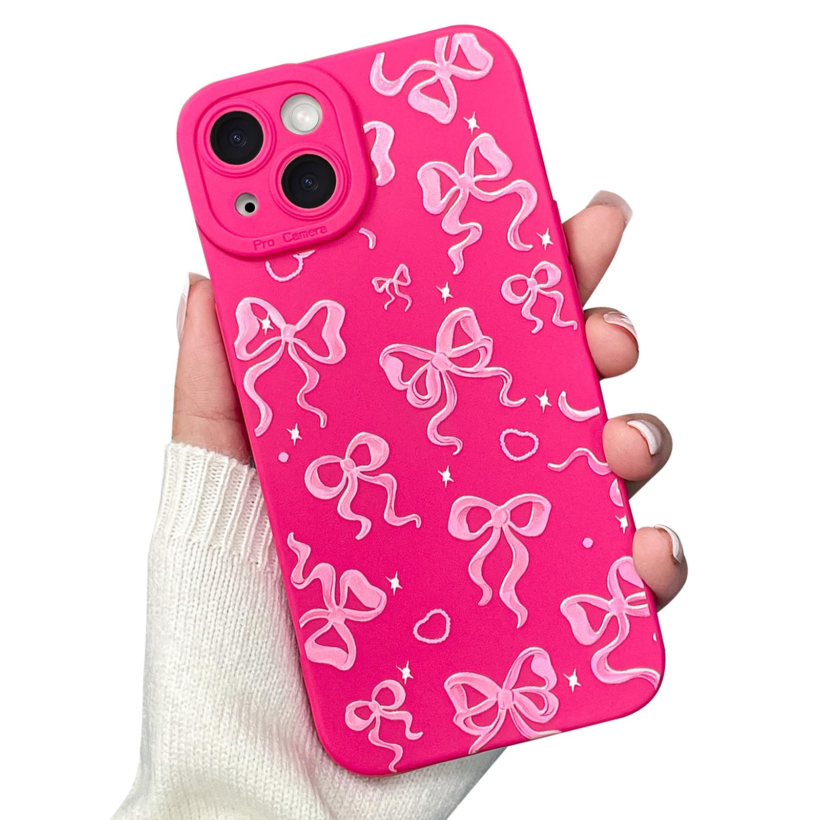 Coque iPhone 14 Plus motif nœud rose, le cadeau idéal girly - 8