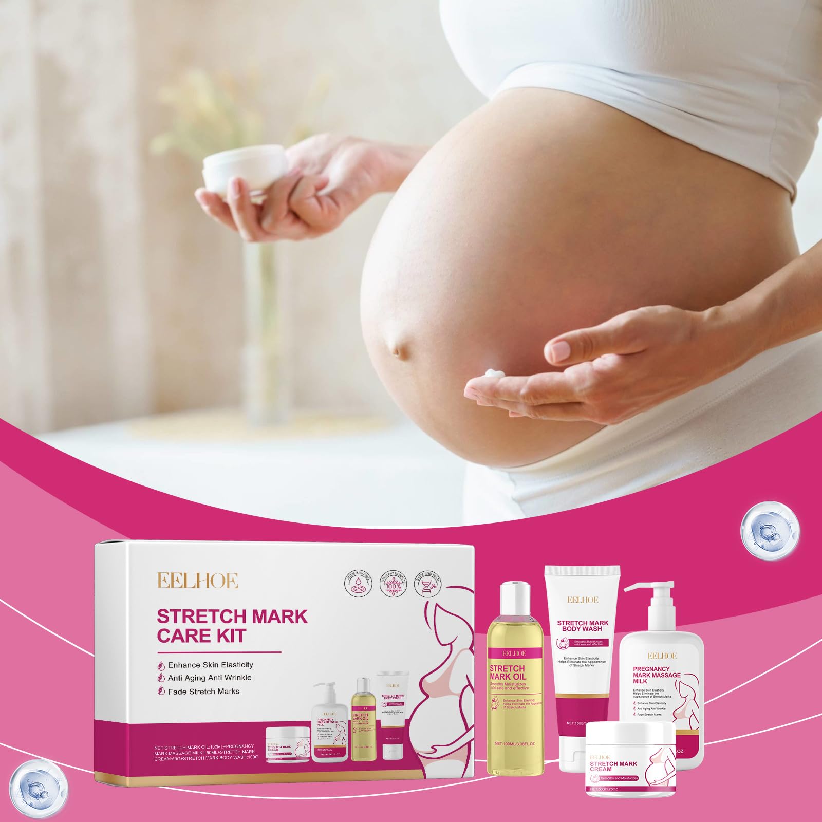Pregnancy Skin Care Kit for Fine Marks and Scars Quick Results Mama Belly Deep Repair Cream with Vitamin E, Coconut Oil - Image 2