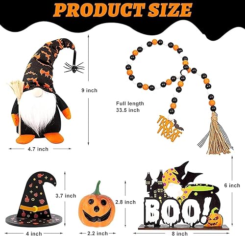 Miniatura 3 de Decoraciones de Halloween  Juego de 11 piezas de decoración de bandeja escalonada de Halloween  Cartel de madera rústica de granja  Lindos gnomos de