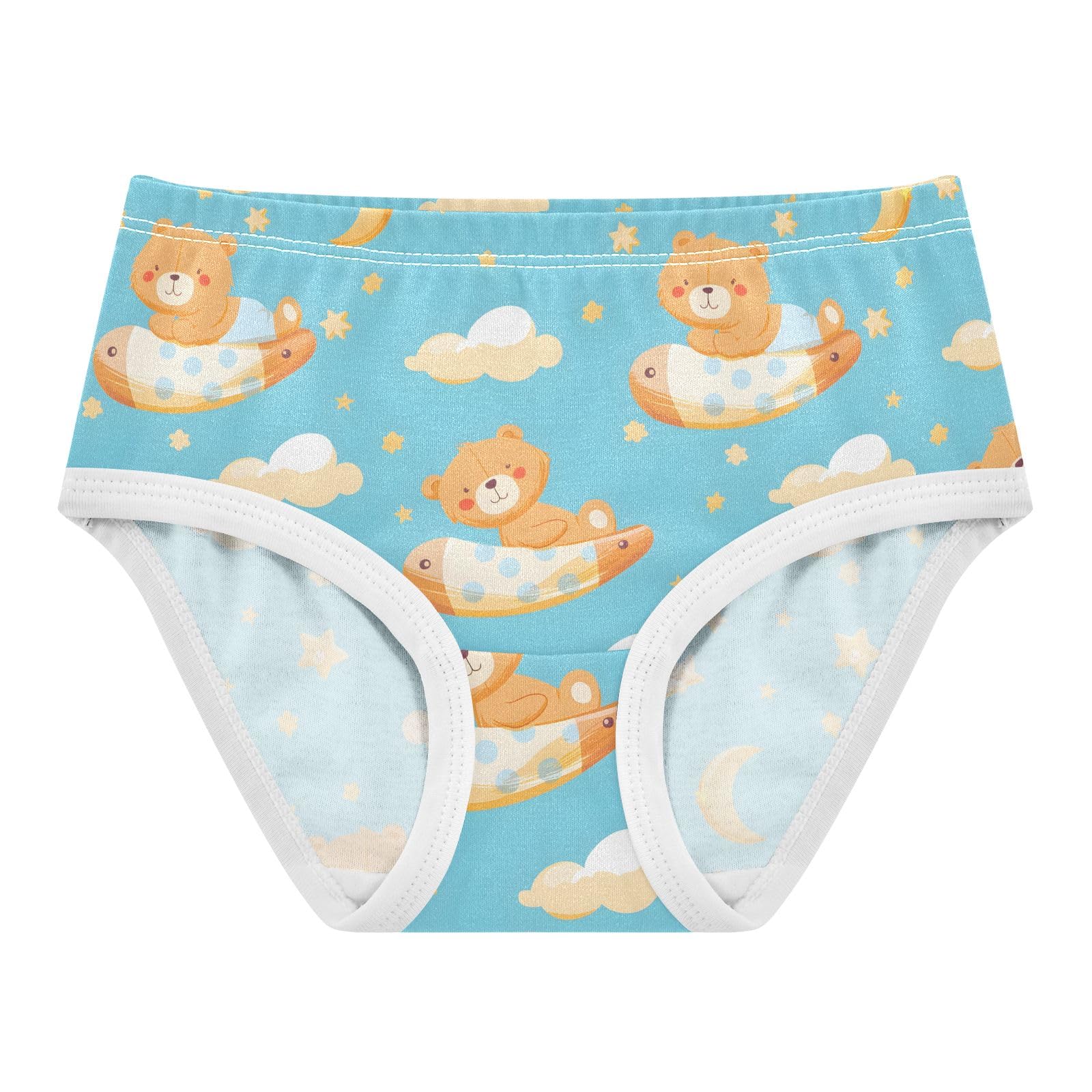 ALAZA Toddler Girls Cotton Hipster Underwear Soft Bear in Sky 2 Pack 2T