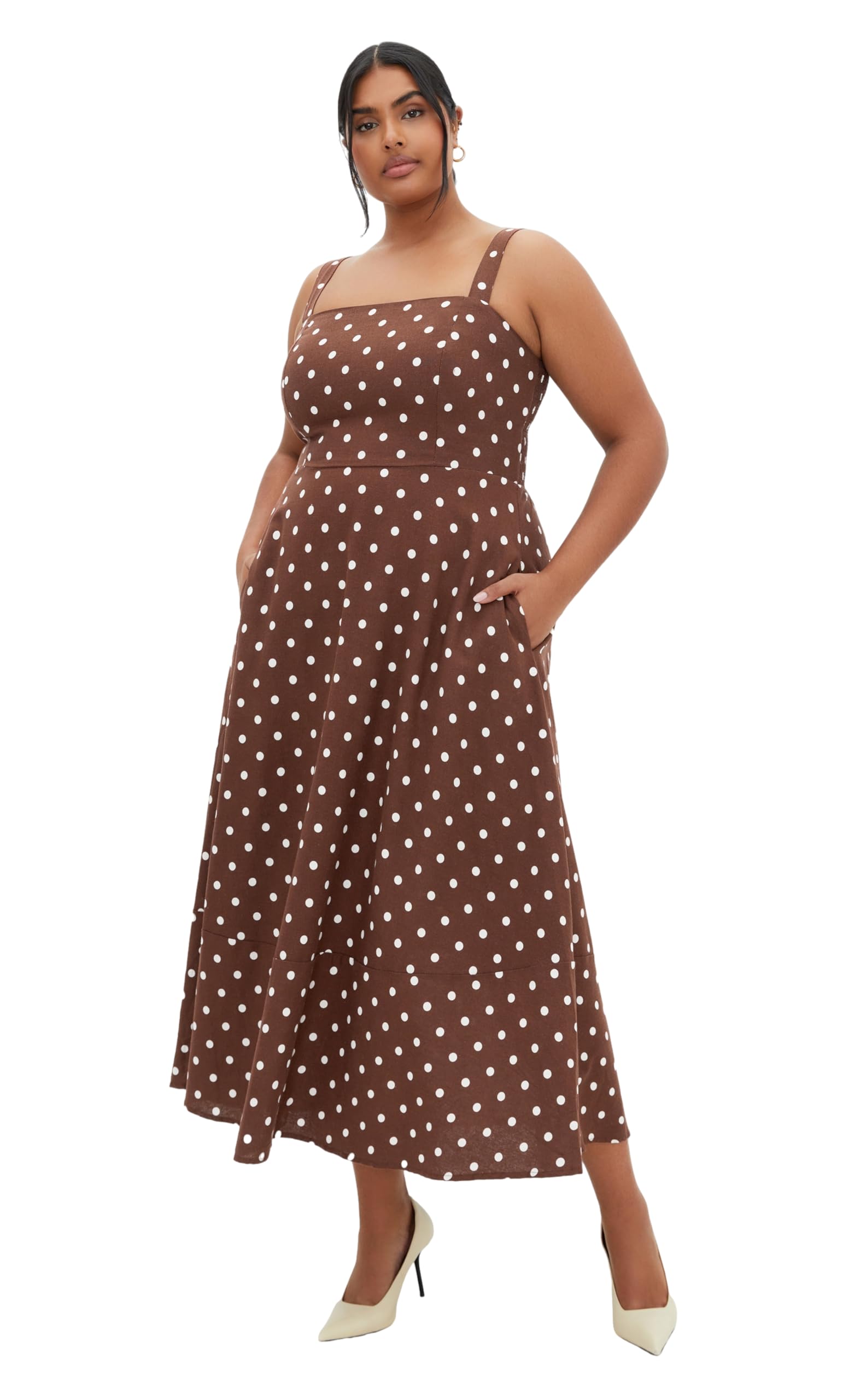 City Chic Women's Chocolate Spot Plus Size Maxi Dress - Collins Print, 20 Plus