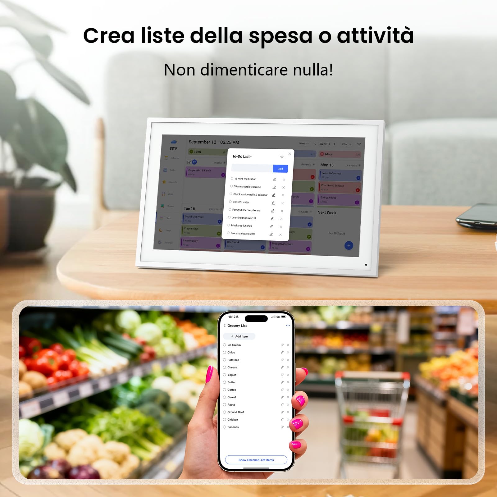 NEWYES 2026 Calendario Digitale da Parete 15,6", Agenda familiare interattiva con touchscreen, Organizzatore e Planner Familiare con Display IPS Full HD 1920×1080, Ideale per Regali e la Casa