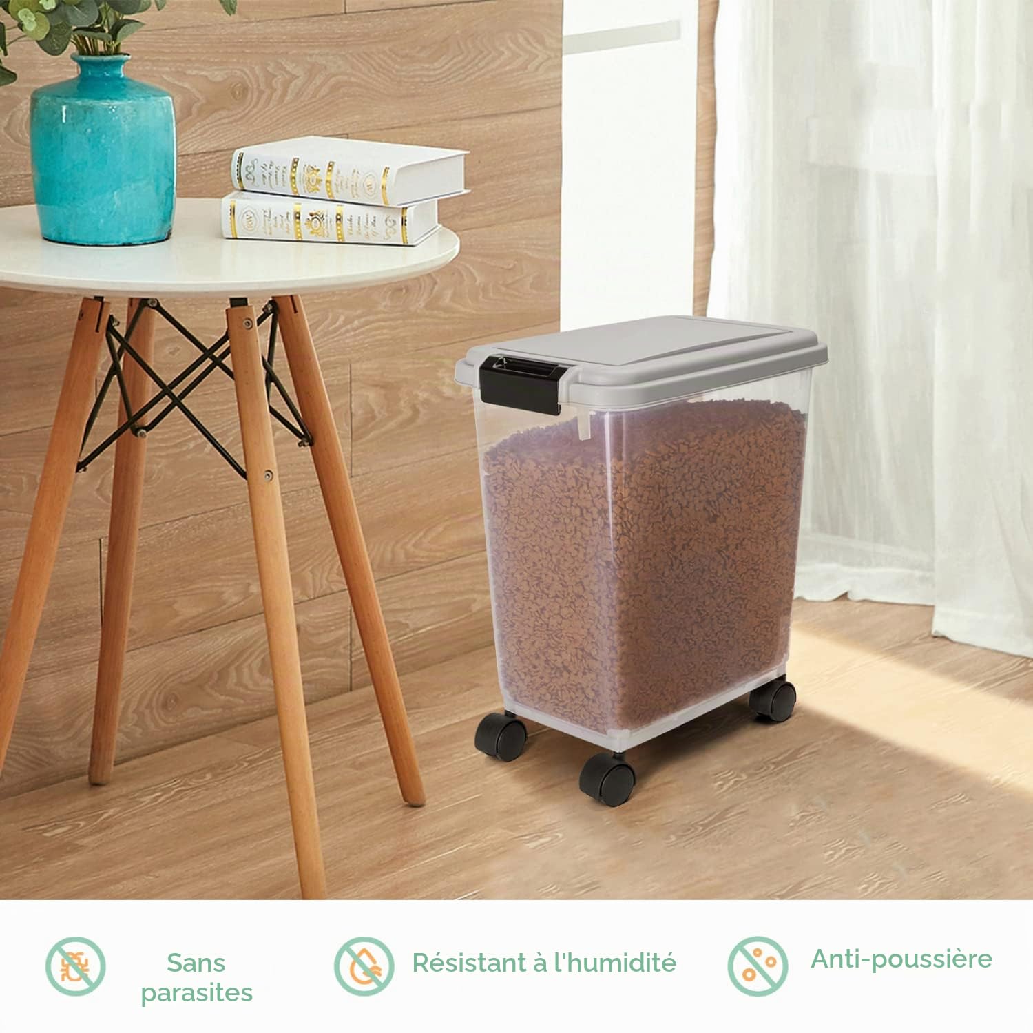 Nobleza - 2 Pièces Conteneur de Nourriture pour Animaux de Compagnie 20 L - Boîte Alimentaire avec Roulettes， Couvercle Rabattable， Hermétique， Roues et Pelle， pour Nourriture pour Chiens et Chats