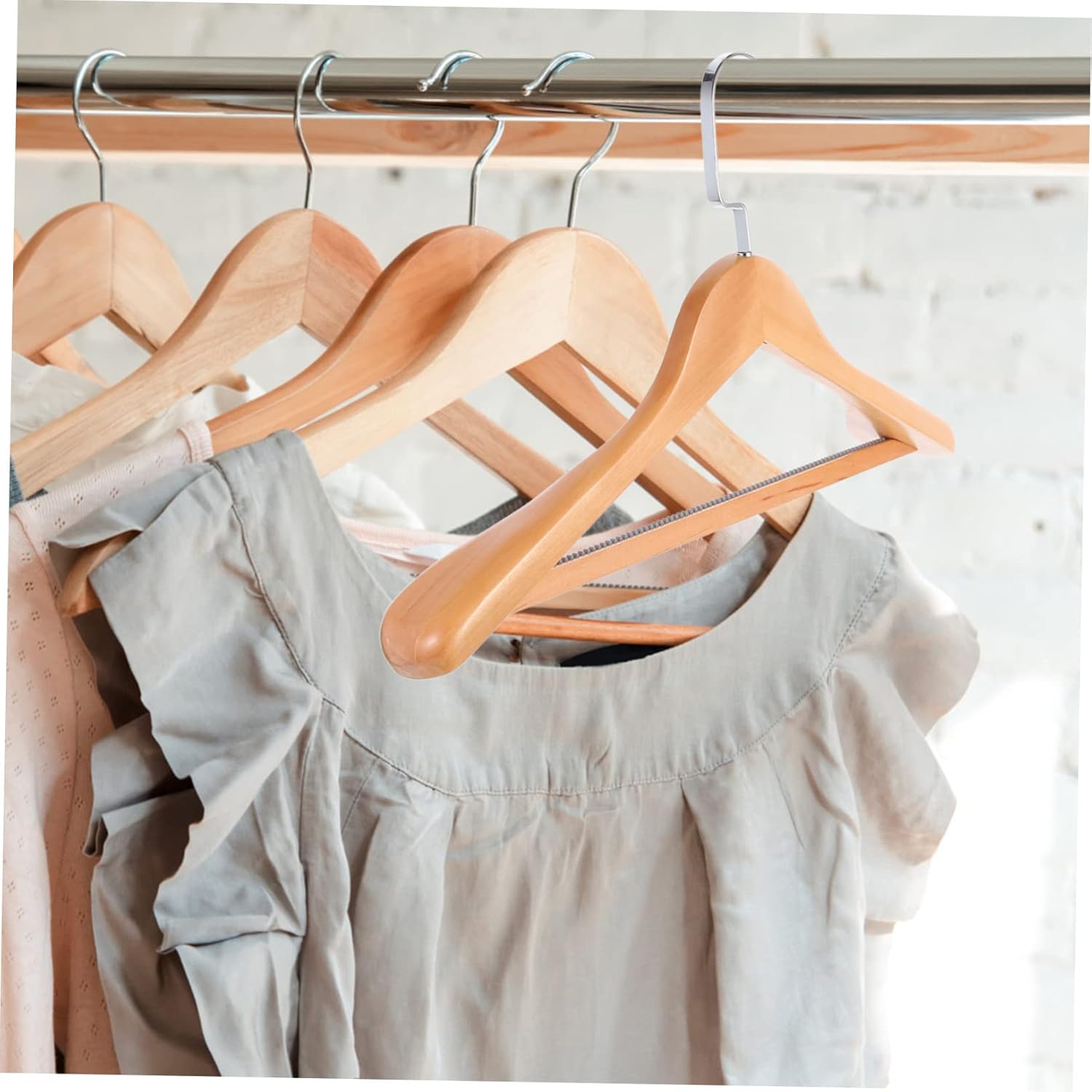 Luxshiny 4Pcs Wooden Clothes Hanger Sturdy Hooks for Suits Coats Non Slip Design for Optimal Natural Finish Wood Hangers