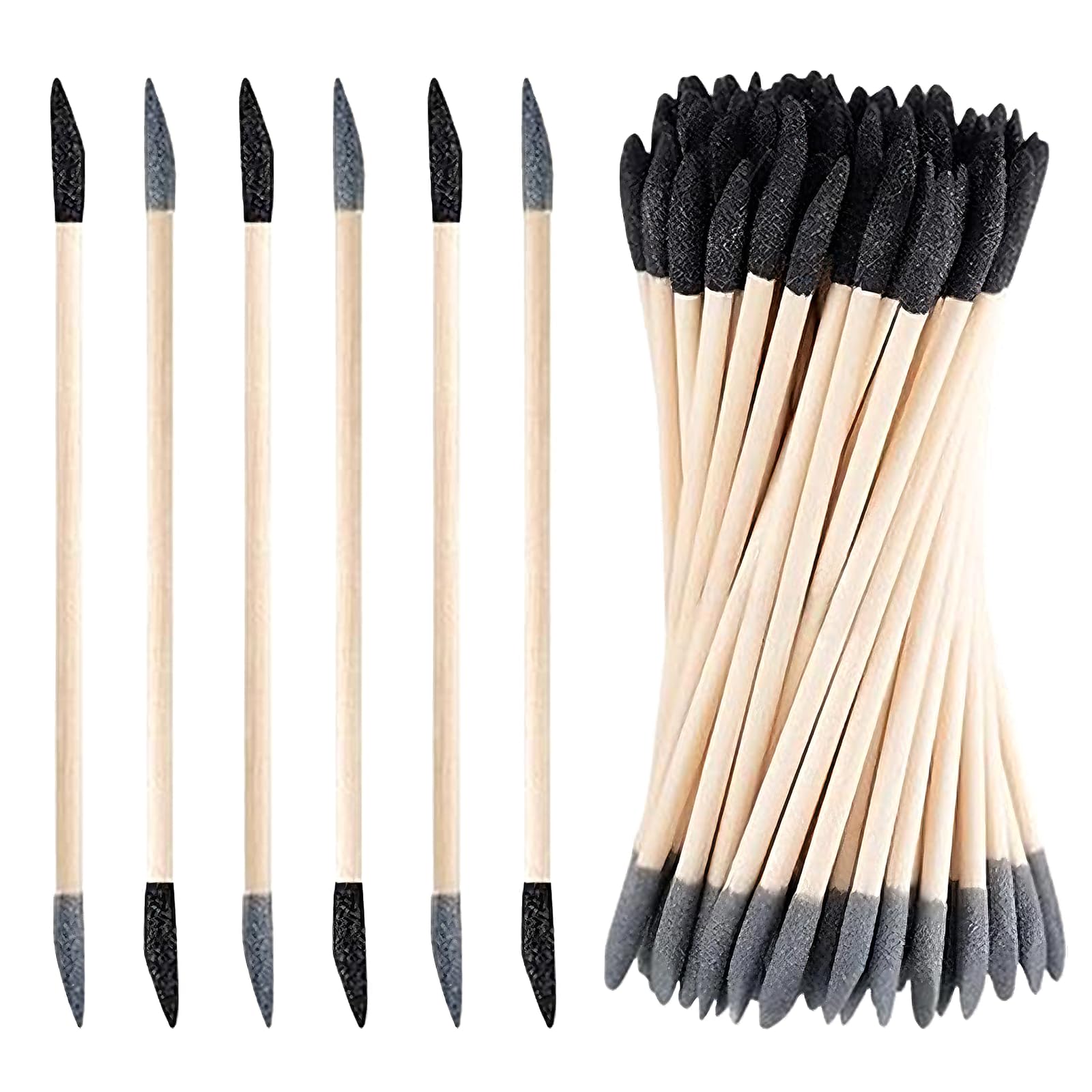 50 Pezzi Bastoncini Abrasivi a Doppia Estremità Testa Nera 150# Testa Grigia 280# Ramoscelli di Levigatura per Dettagli Fini per Abrasivi per Modellismo Lavorazione del Legno Nail Art