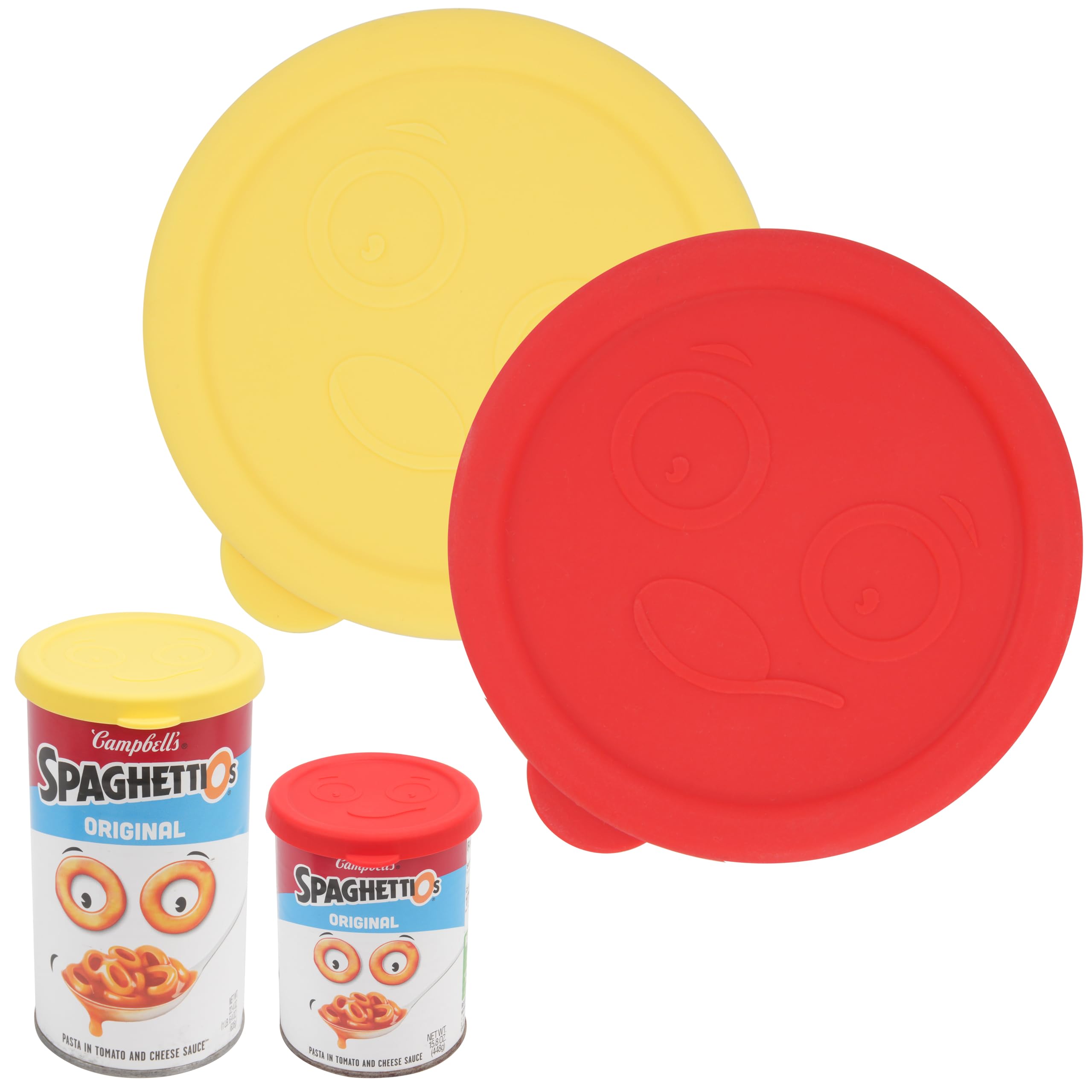 2PCs 3.2-inch Silicone Lids for SpaghettiOs Canned Pasta 15.6 oz | 15.8 oz, Food Sealing Lids for Can, Can Covers for Canned Good, Can Toppers, Freezer Dishwasher Safe (Can NOT Included)