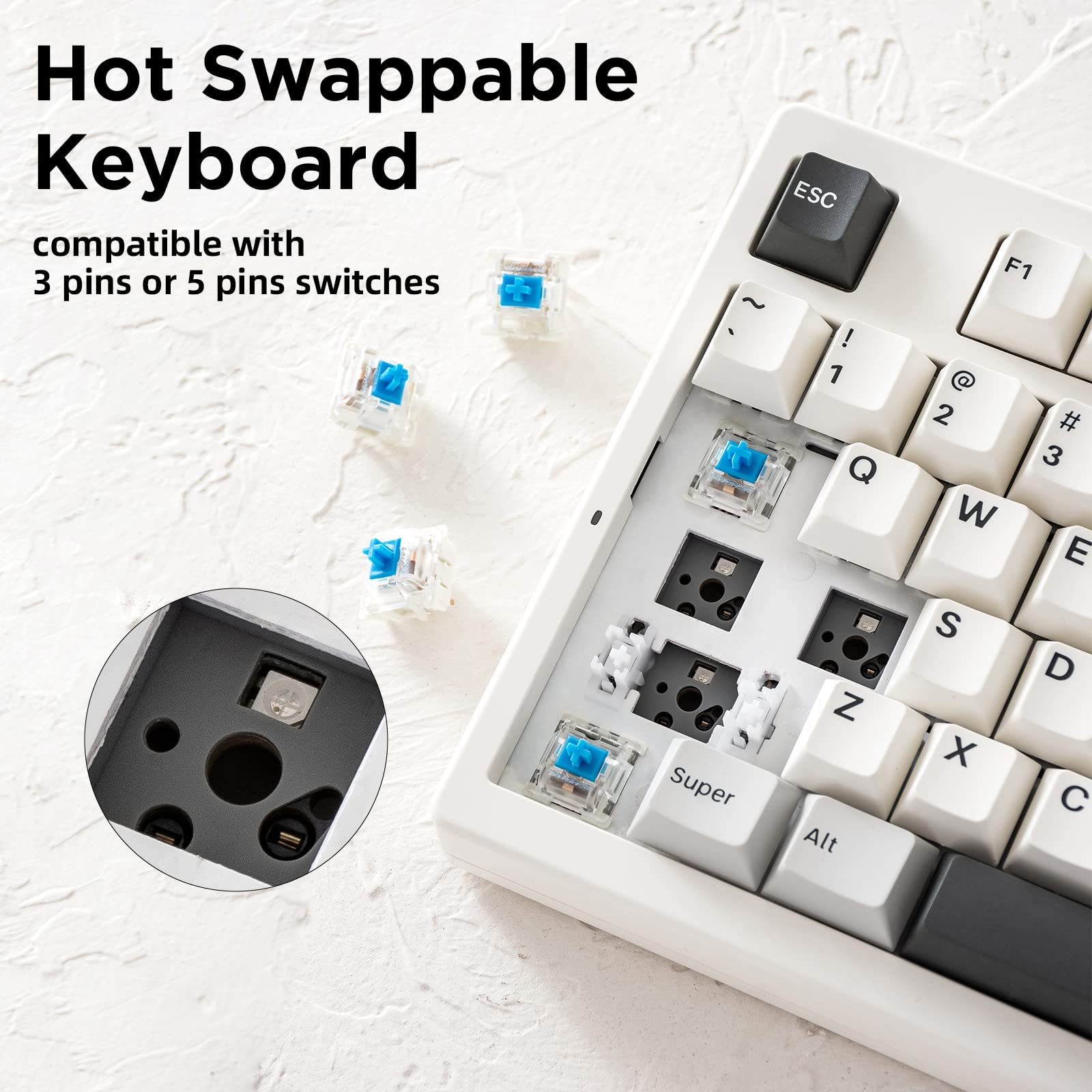YUNZII Keynovo IF98 Pro 赤軸 ゲーミングキーボード Amazon | YUNZII Keynovo IF98 Pro 無線 Bluetooth ホットスワップ対応