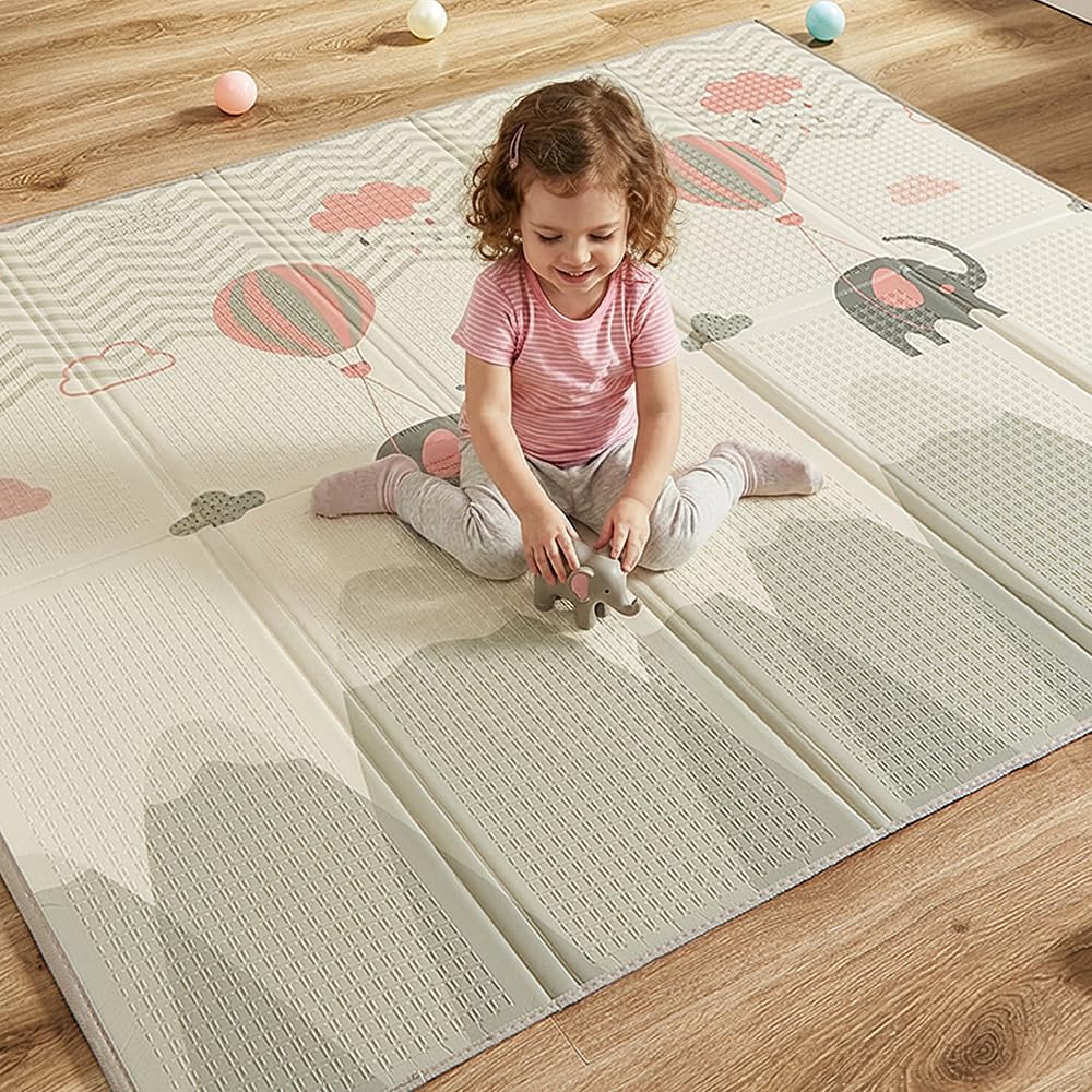 CASABEL tappeto gioco per bambini, morbido, 180x150cm, motivo elefante