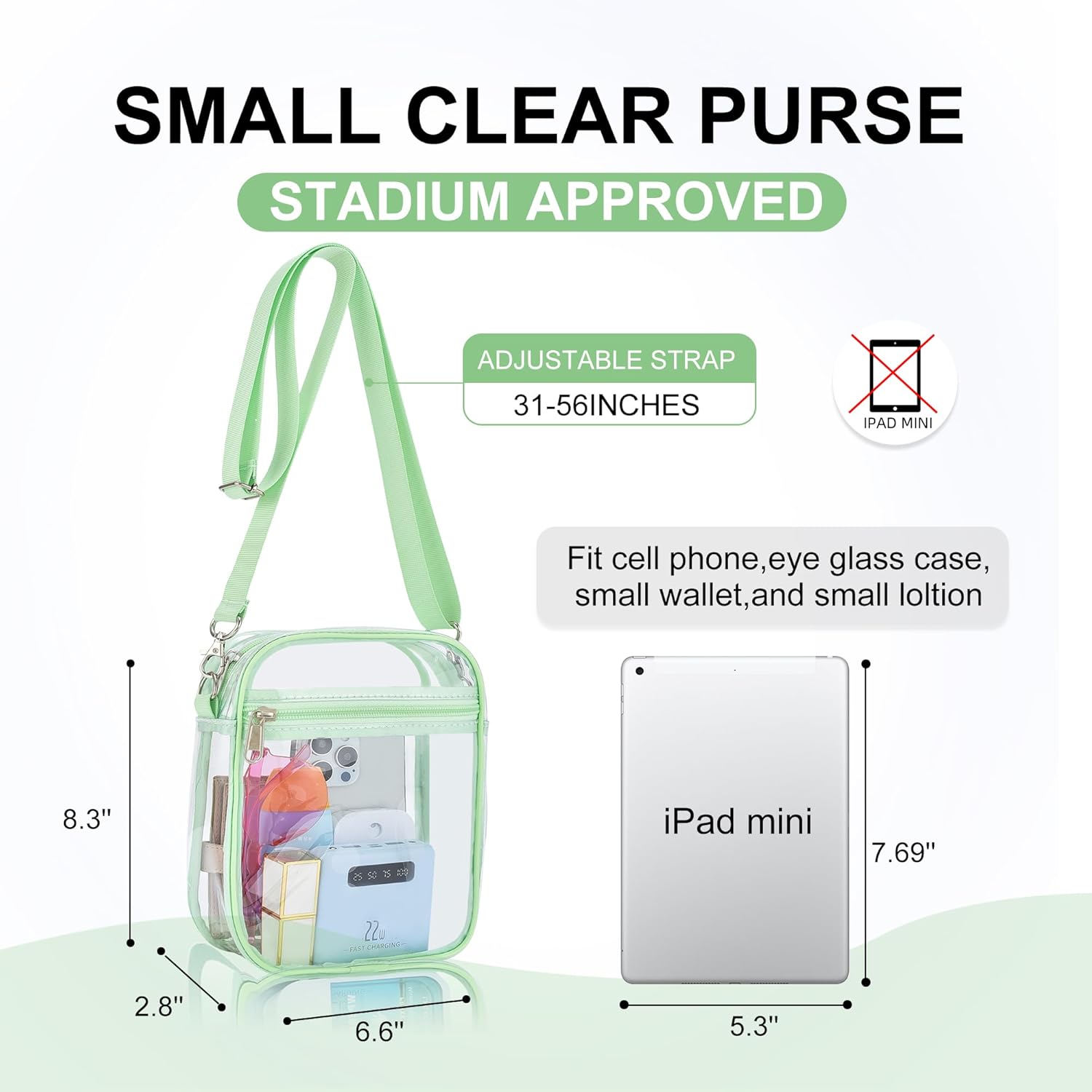 Clear Stadium Bag 12×12×6 Policy Compliant Transparent Crossbody Purse, Waterproof PVC Clear Bag for Concerts Events
