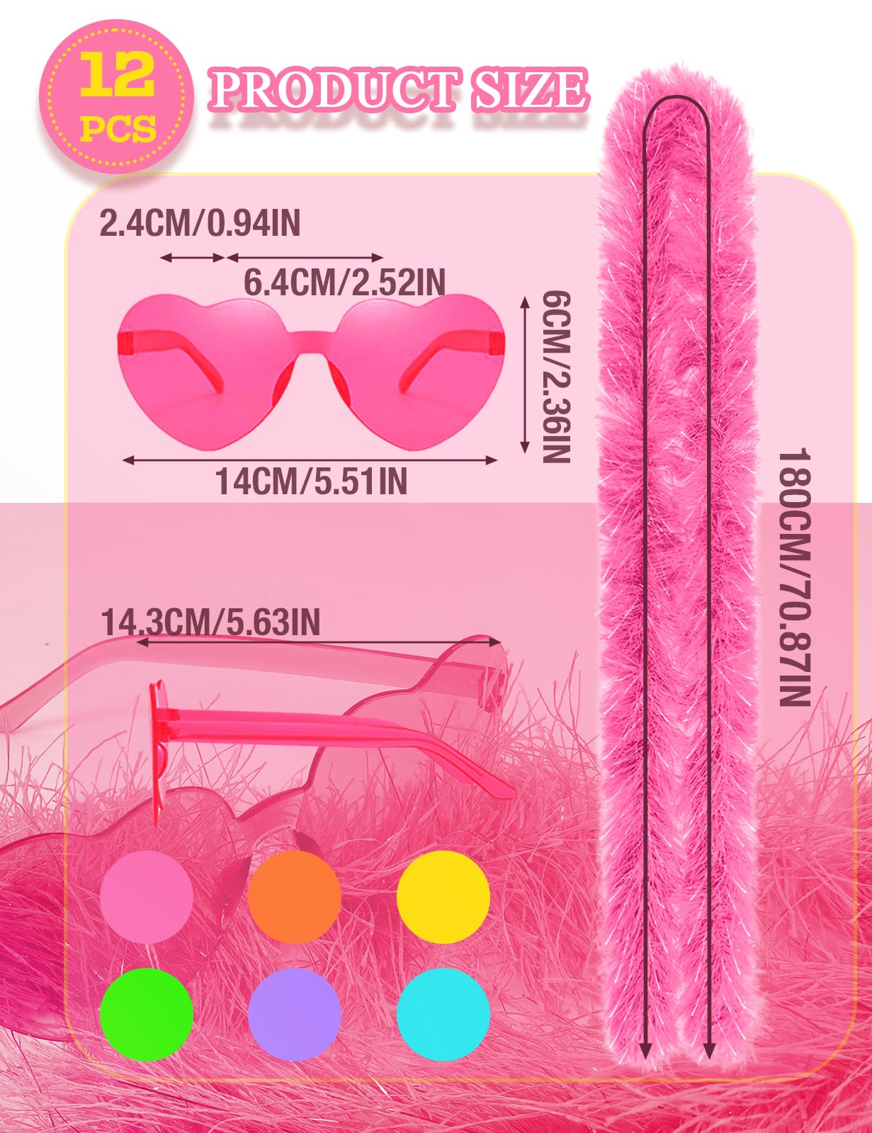 12Pcs Colorful Fancy Dress Feather Boa Set - Image 3