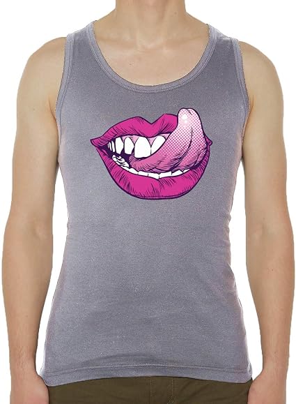 Licking The Lips Sexy Cartoon Graphic Men's Tank Top T-Shirt : Amazon