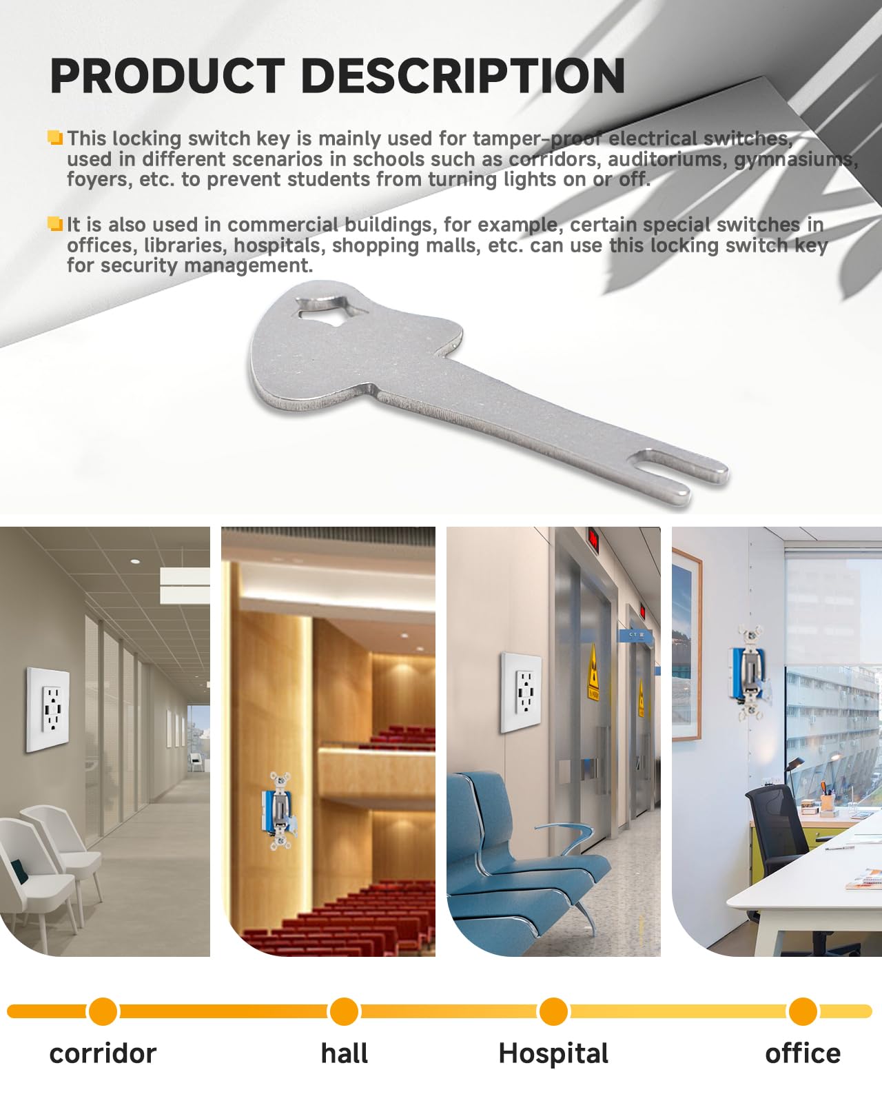 3PCS) Locking Switch Tamper Proof Electrical Switch Keys 500K for