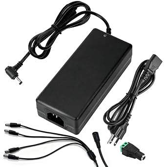 24V 8A Power Supply 192W AC 100-240V 50-60hz to DC 24 Volt Power Supply Adapter 8Amp with 5.5 x 2.1mm 2.5mm Barrel Plug&4-Way Power Splitter Cable&LED DC Connector for Strip Light Camera Printer
