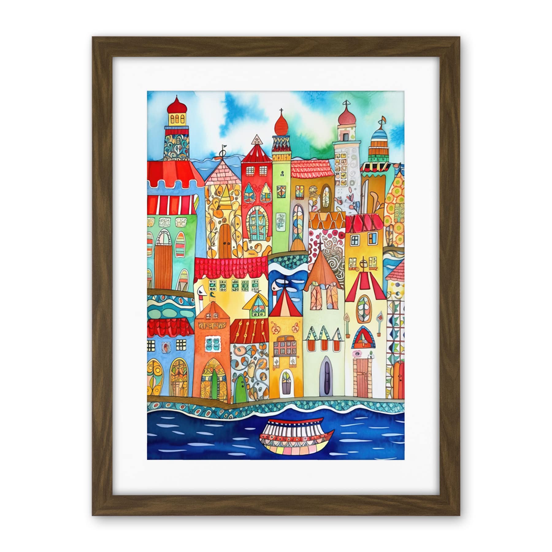 Artery8 Tangier Morocco Folk Art Artwork Framed Wall Art Print 18X24 Inch
