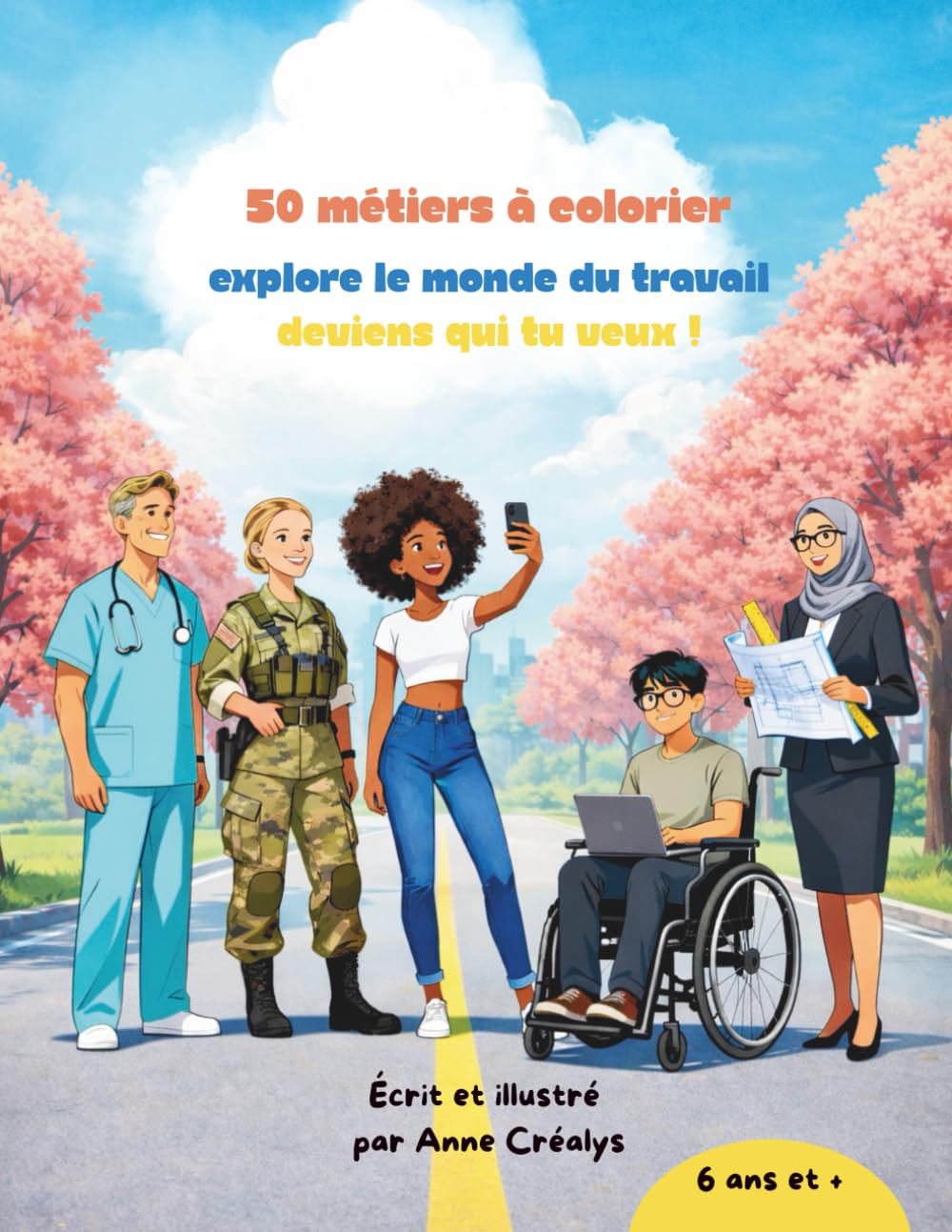 50 métiers à colorier: Livre de coloriage éducatif et inclusif - Explore le monde du travail et deviens qui tu veux !
