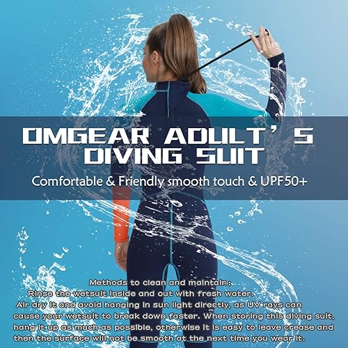 Miniatura 7 de OMGear Traje de neopreno para hombres y mujeres, 0.118 in, cuerpo completo, protección UV, una pieza, manga larga, trajes de buceo, traje de baño