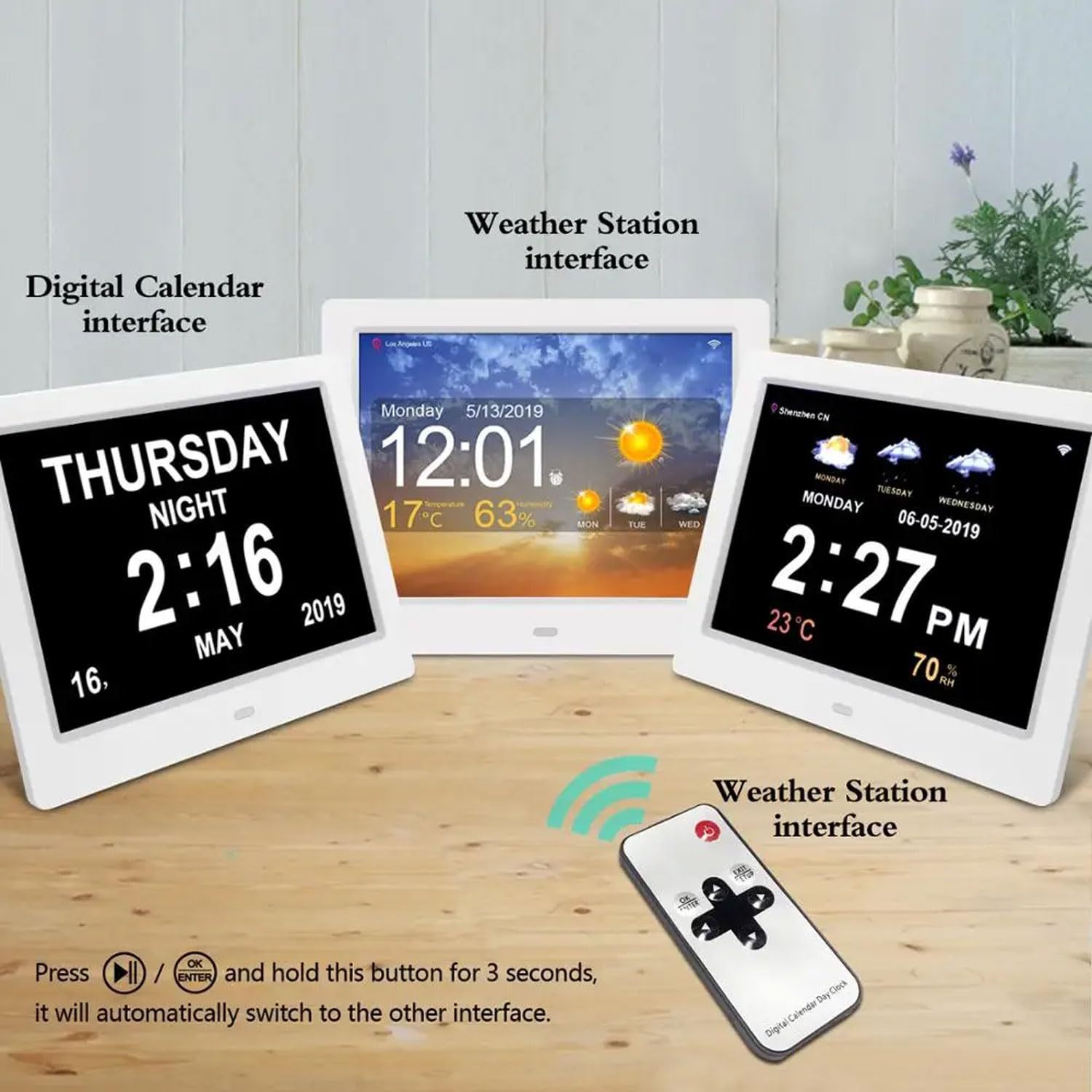 Reloj Meteorológico WiFi De 10 Pulgadas, Pronóstico del Tiempo 9 Modos De Visualización, 5 Despertadores, 4 Niveles De Brillo Ajustable, con Reloj Humidificador De Temperatura Meteorológica