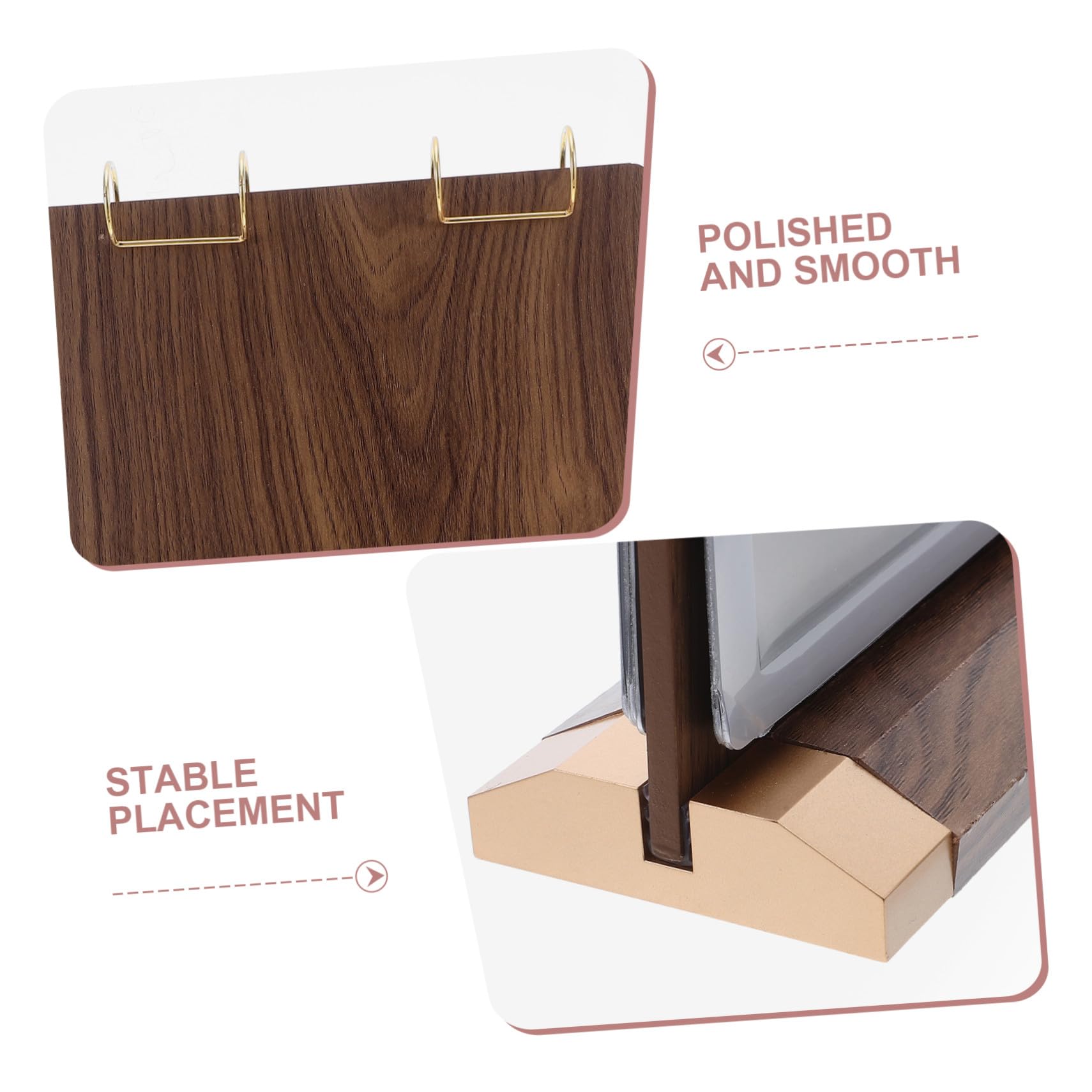 COLLBATH Soporte para Menús de Madera de Nogal Natural Exhibidor de Mesa Doble Cara con Páginas Base Estable y Mecanismo Giratorio para Restaurantes y Cafeterías