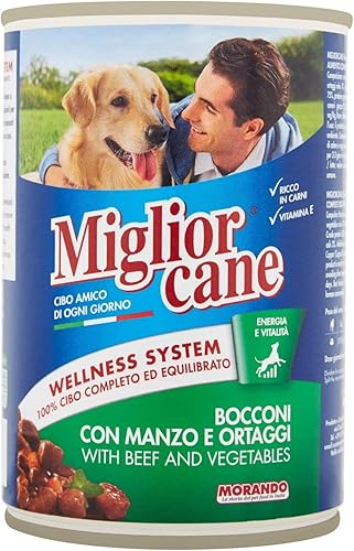 Migliorcane Chunks Nassfutter für Hunde (100% Made in Italy, Hauptzutat: Rindfle