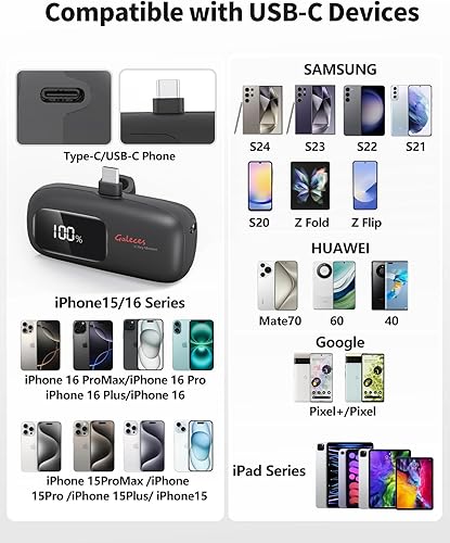 Miniatura 7 de Mini cargador portátil para iPhone 20W 5000mAh USB-C Power Bank para iPhone 15 Cargador de carga rápida compatible con iPhone 16 15 Pro15 Plus15 Pro