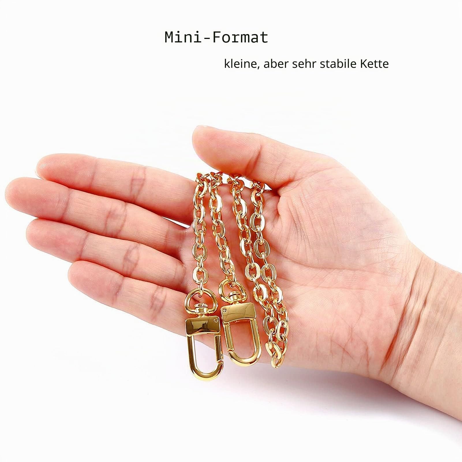 Xiazw Mini-Kupferkette für Handtaschen, Schulter- und Umhängetaschen, Taschenriemen als Taschenaccessoire und Dekoration (helles Gold, 45,7 cm)