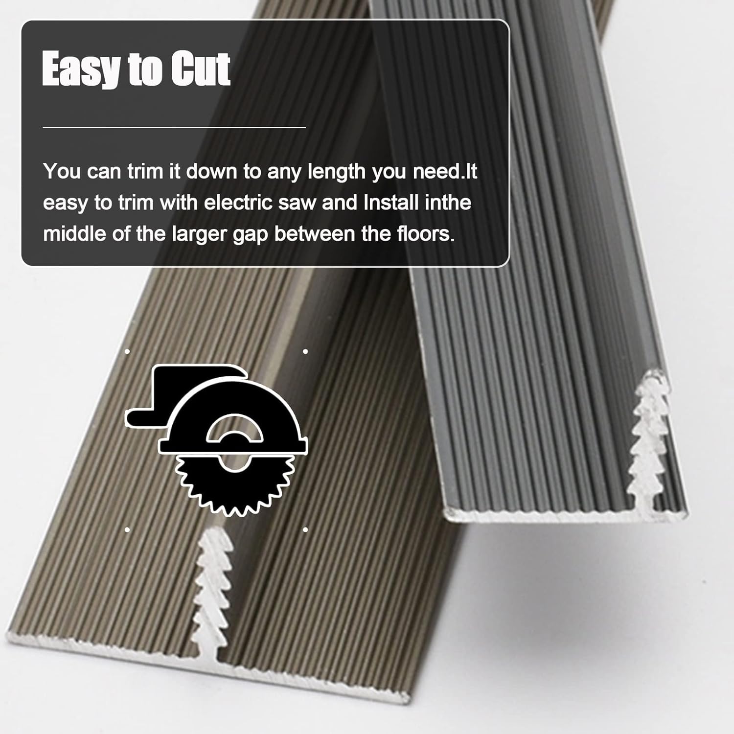 ETULLE Aluminum Floor Transition Strip, 90/100/ 110/120/ 130/140/ 150 Cm Long Threshold Strips Carpet Trim, for Front Door/Balcony/Doorways (Color : Black, Size : Long 120cm/47.2in)