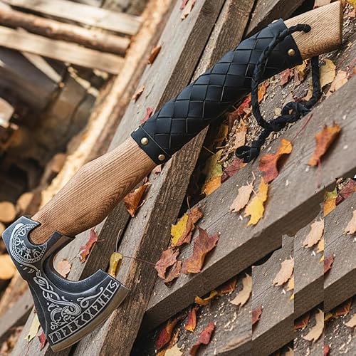 Miniatura 1 de Axe - Hacha vikinga de acero inoxidable hecha a mano con mango de madera maciza, hacha, Jaaa-5000
