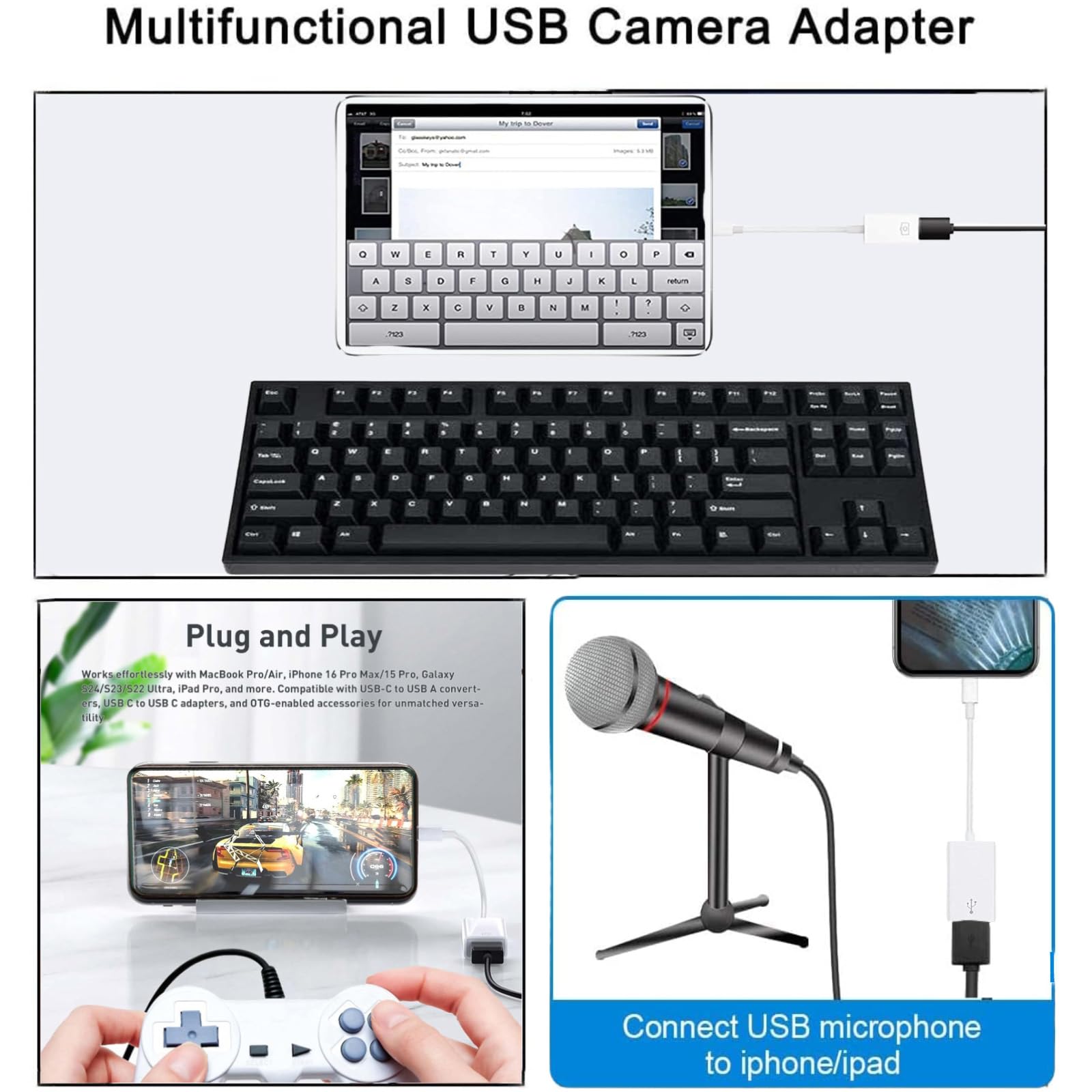 [Certificato Apple MFi] Adattatore da USB C a USB, USB C maschio a USB 3.0 femmina, convertitore OTG compatibile con MacBook Pro Air, tablet, iPhone 17 Pro Max/17 Plus/serie 16/15, Galaxy S24/S23/S22