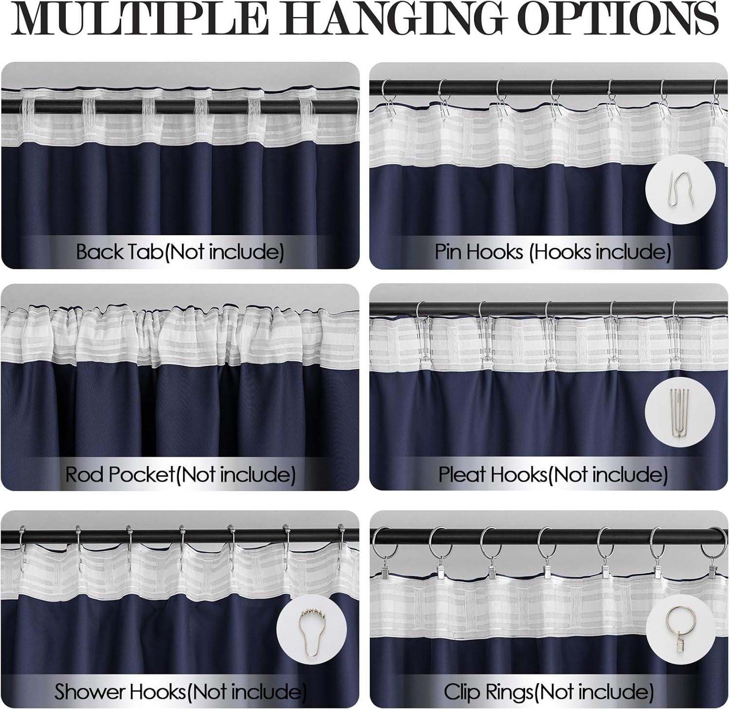 Extra Tall Curtains, for Ceiling Track or Rod with Hooks Adaptable to Various Hanging Methods, 84 90 96 108 120 132 144 156 168 192 204 216 228 240 Inch Long and 52 100 180 Inch Wide, 2 Panel