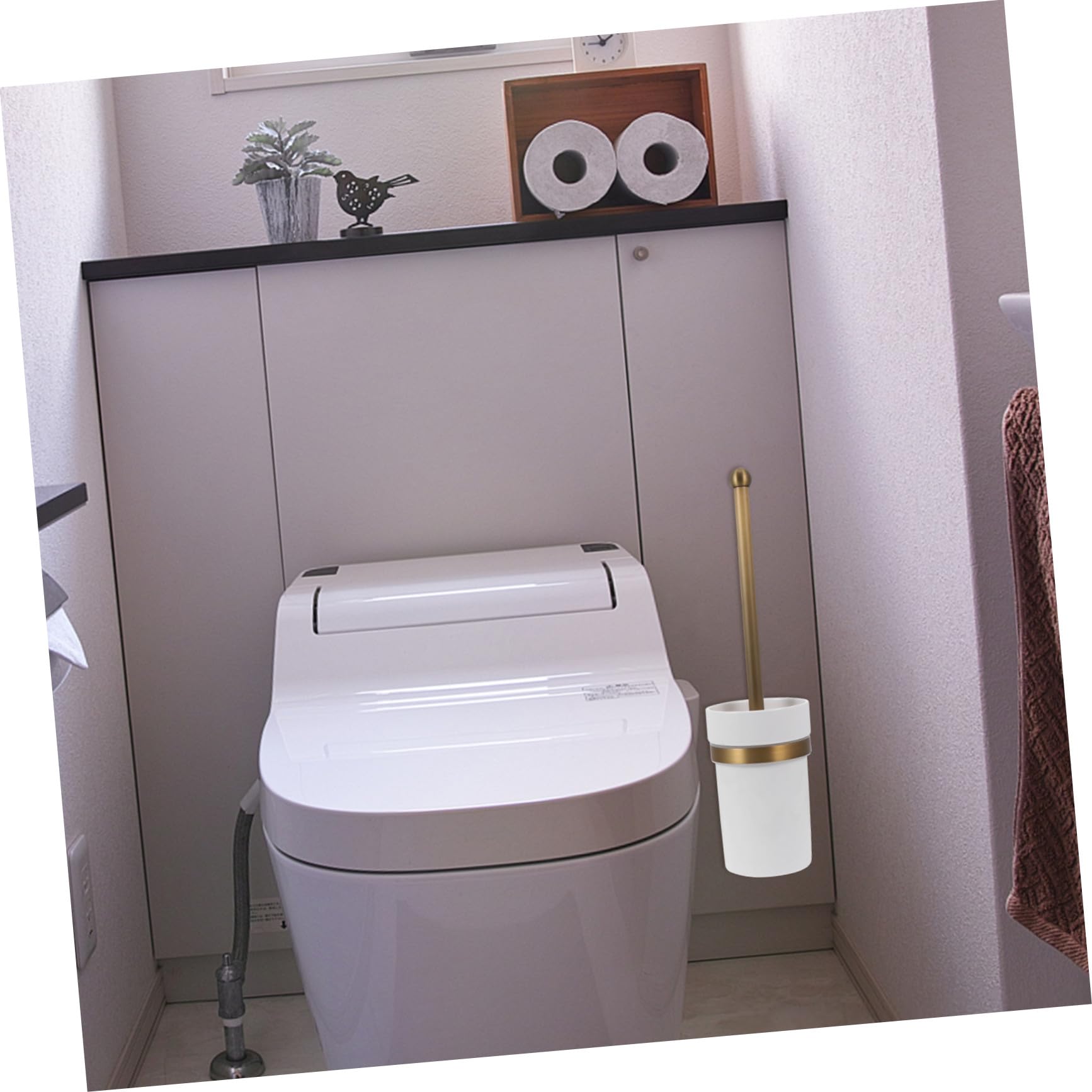 Cabilock Soporte para Cepillo de Baño de Latón Antiguo con Acabado Bronce Aceitado Resistente la Corrosión con Taza de Diseño Europeo para Montaje Oculto Pared Retro para Baño y Aseo