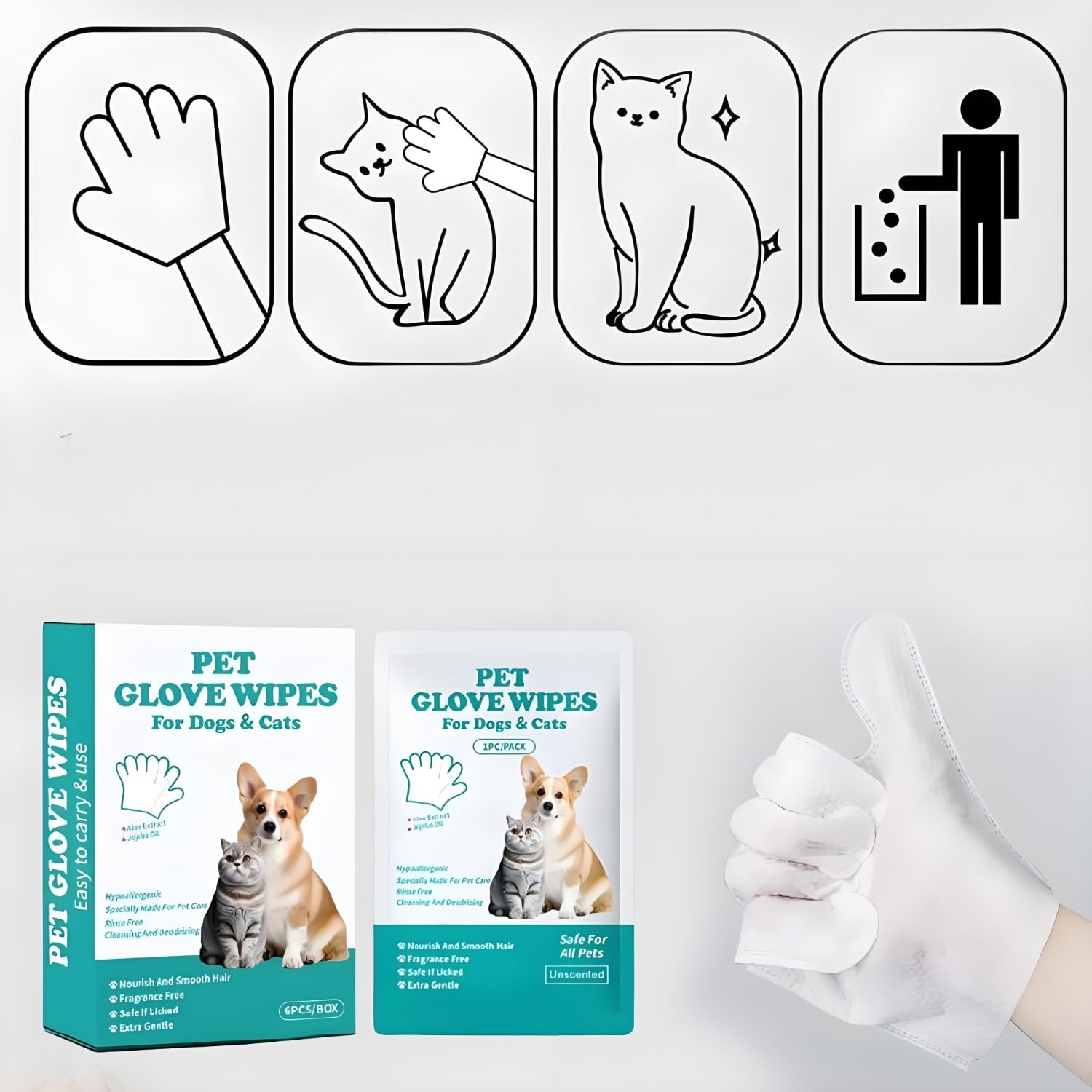 24 Piezas Guantes De Limpieza Para Cuerpo, Guantes Limpieza Perros Desechables, Guantes Para Aseo De Mascotas, Guantes Para El Aseo, Con Elimina Eficazmente El Polvo y Los Olores, Para Uso Diario