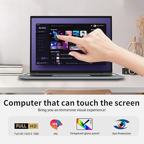 Miniatura 2 de Morostron Laptop con pantalla táctil de 15.6 pulgadas, 16 GB de RAM, 1 TB SSD 1080P FHD, Windows 11 Intel Quad-Core, portátil de metal completo con
