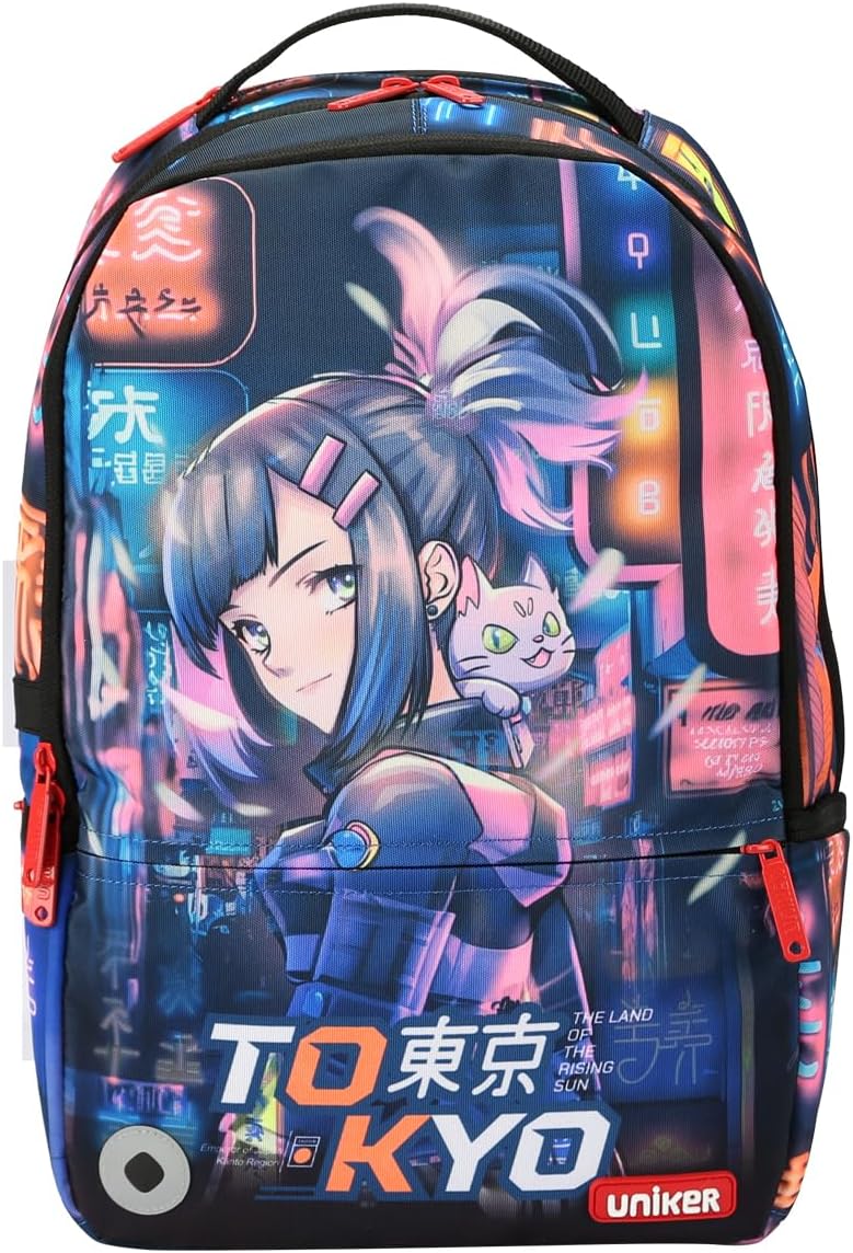 UNIKER Travel Laptop Backpack,Graffiti Backpack for Work,Designer Laptop Backpack for 15.6 Inch,Water Resistant Bag, Tokyo